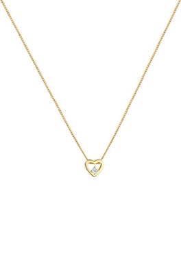 Elli DIAMONDS Collierkettchen Herz Liebe Diamant (0.03 ct) 585 Gelbgold