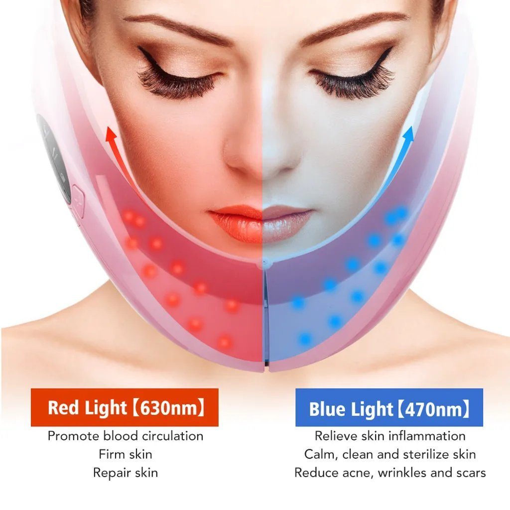 Ciskotu Dermaroller Gesichtslifting-Gerät Massagegerät Gesicht Gesicht Abnehmen(Rosa) Mikrostrom reduzieren V-förmiges Massagegerät, Doppelkinn