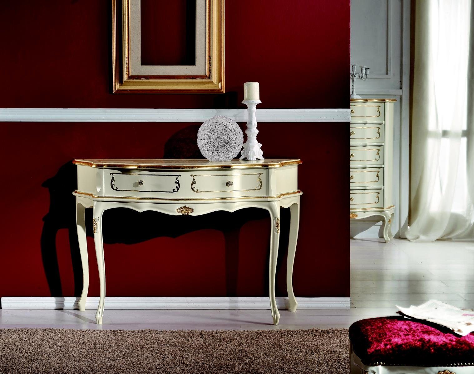 JVmoebel Konsolentisch Design Luxus Möbel Stil Barock Konsolentisch Weiß Holz Italienische Tisch Tische