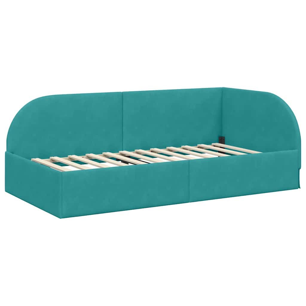 vidaXL Bett Eckbettgestell mit Kopfteil Türkis günstig online kaufen