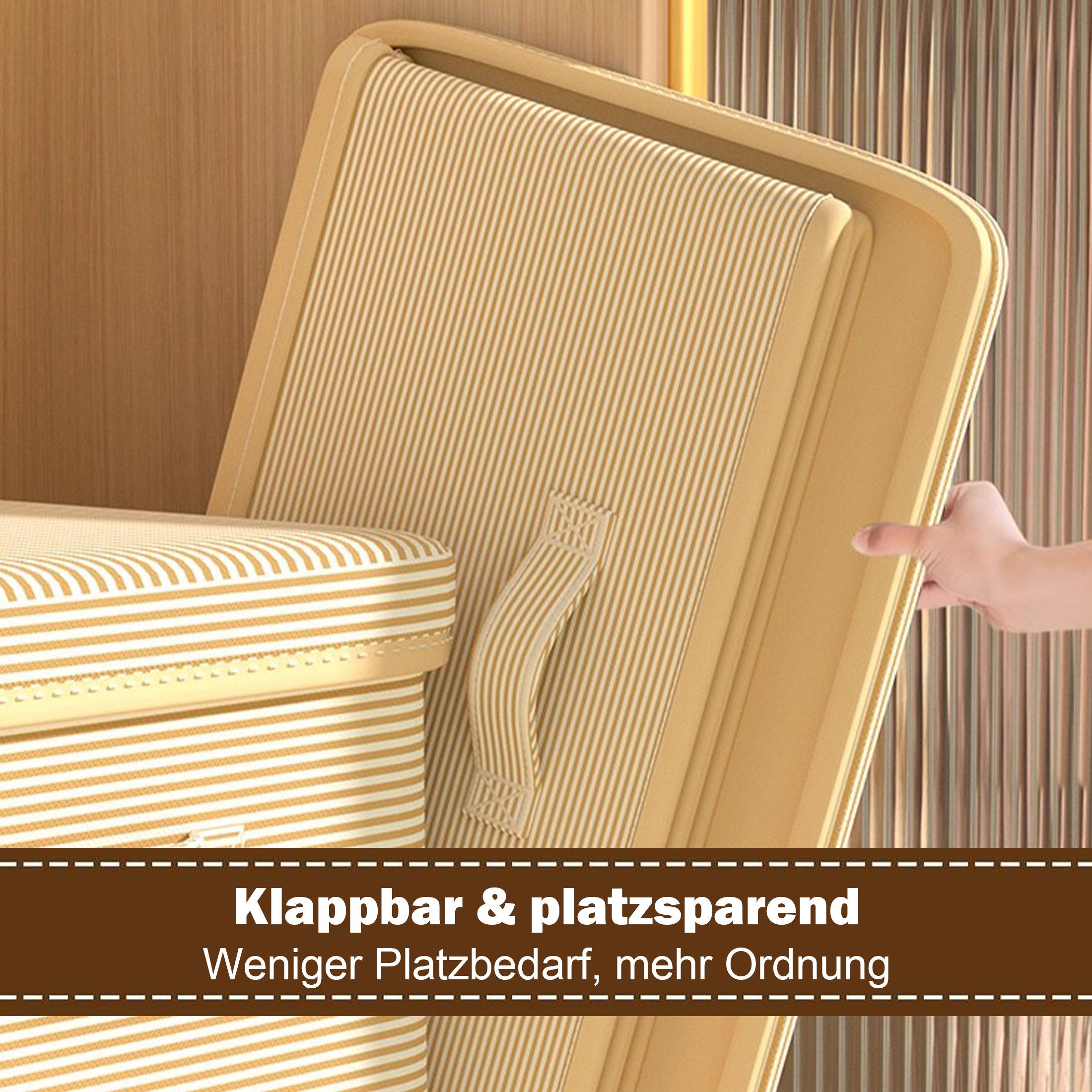 Luckice Aufbewahrungsbox 45x30x30cm Faltbare Aufbewahrungsbehälter mit Reißverschluss, (1 Stück/3 Stück,mit Deckel,3 Griffen, Aufbewahrung für Kleidung,faltbare Stoffbox mit Griffen), für Kleidung, Decken,für Schlafzimmer, Schrank