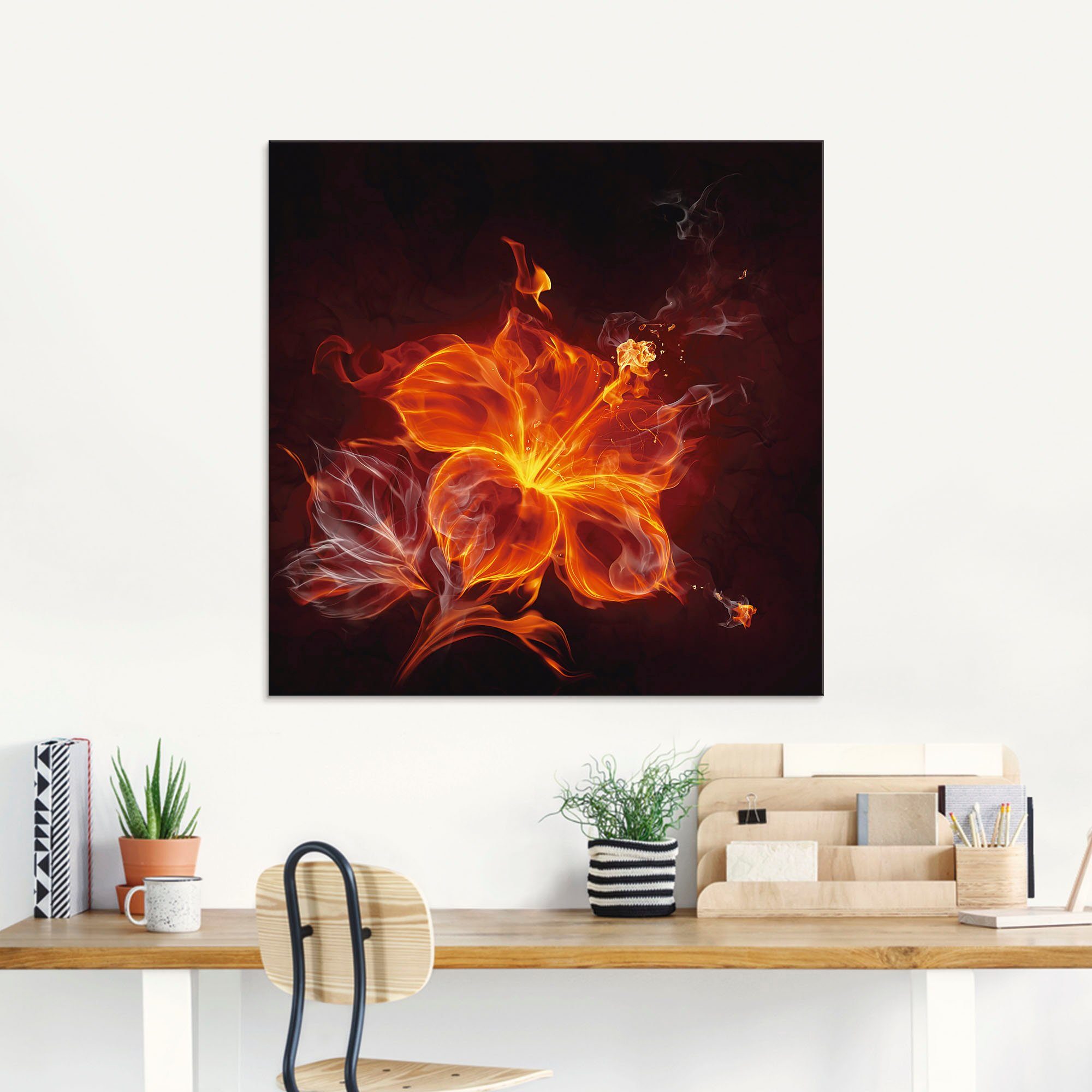 Artland Glasbild Feuerblume, Blumen (1 St), in verschiedenen Größen