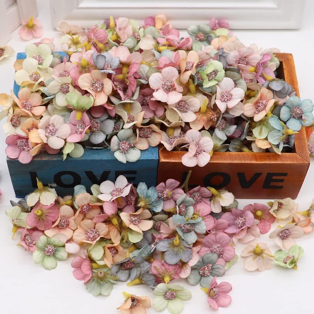 Kunstblume 120 Stück Mini Künstliche Blumen Streudeko Deko, FOUORTUNATE-BEE, für Haarschmuck,Hochzeitsdeko Tortendeko Frühling Streublumen