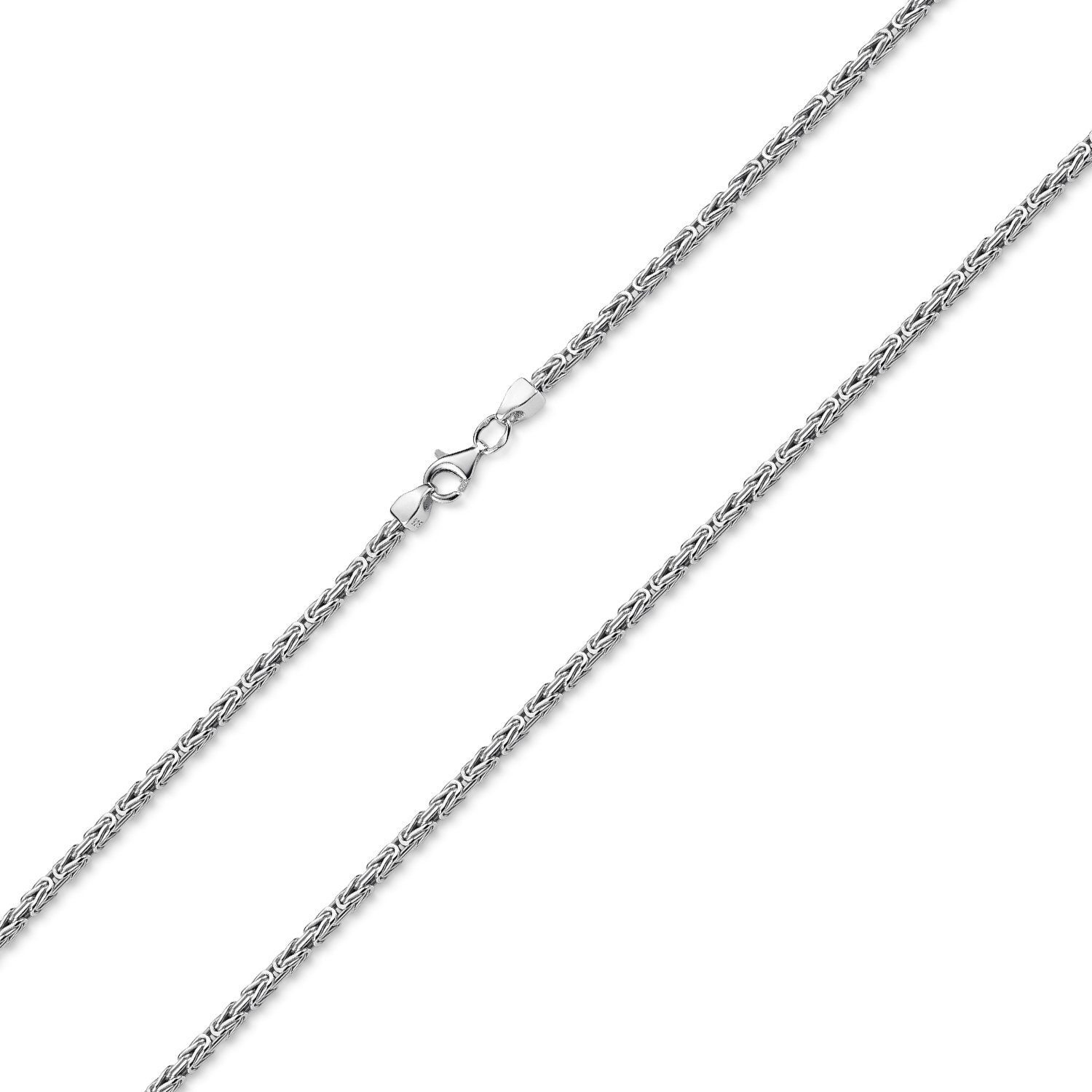 Materia Königskette Herren Halskette 2,5mm K29, 925 Sterling Silber massiv, rhodiniert