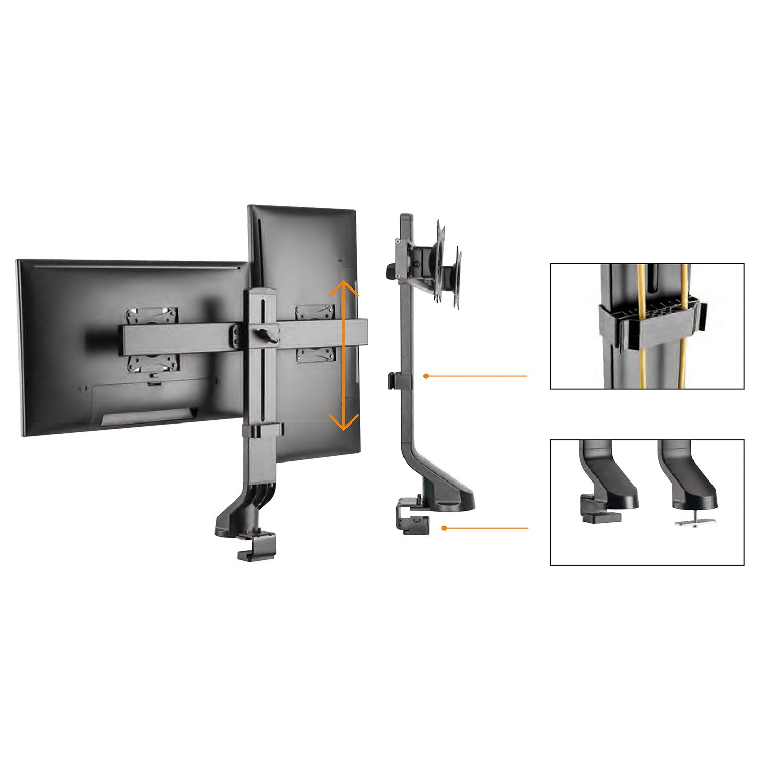 Maclean Monitor-Halterung MC-854, (bis 27 Zoll, Dual Monitor Halterung für Schreibtisch 17 - 27" Zoll)