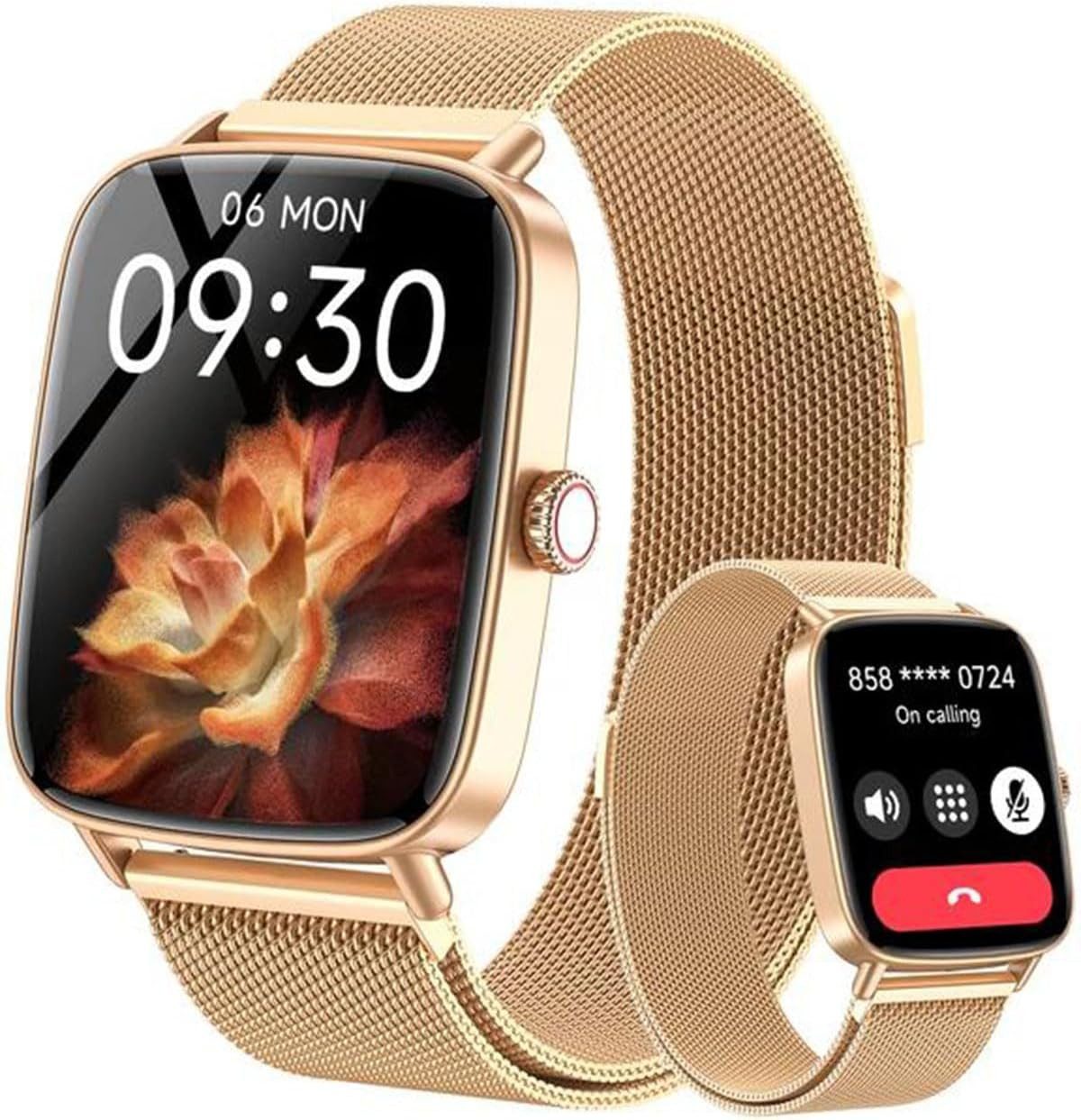 GYDOM Damen"s Bluetooth Uhr mit Telefonfunktion, Pulsmesser, wasserdicht Smartwatch (1,85 Zoll, Android/iOS), Fitness Tracker mit GPS, SPO2 Schlafmonitor, IP68 wasserdicht