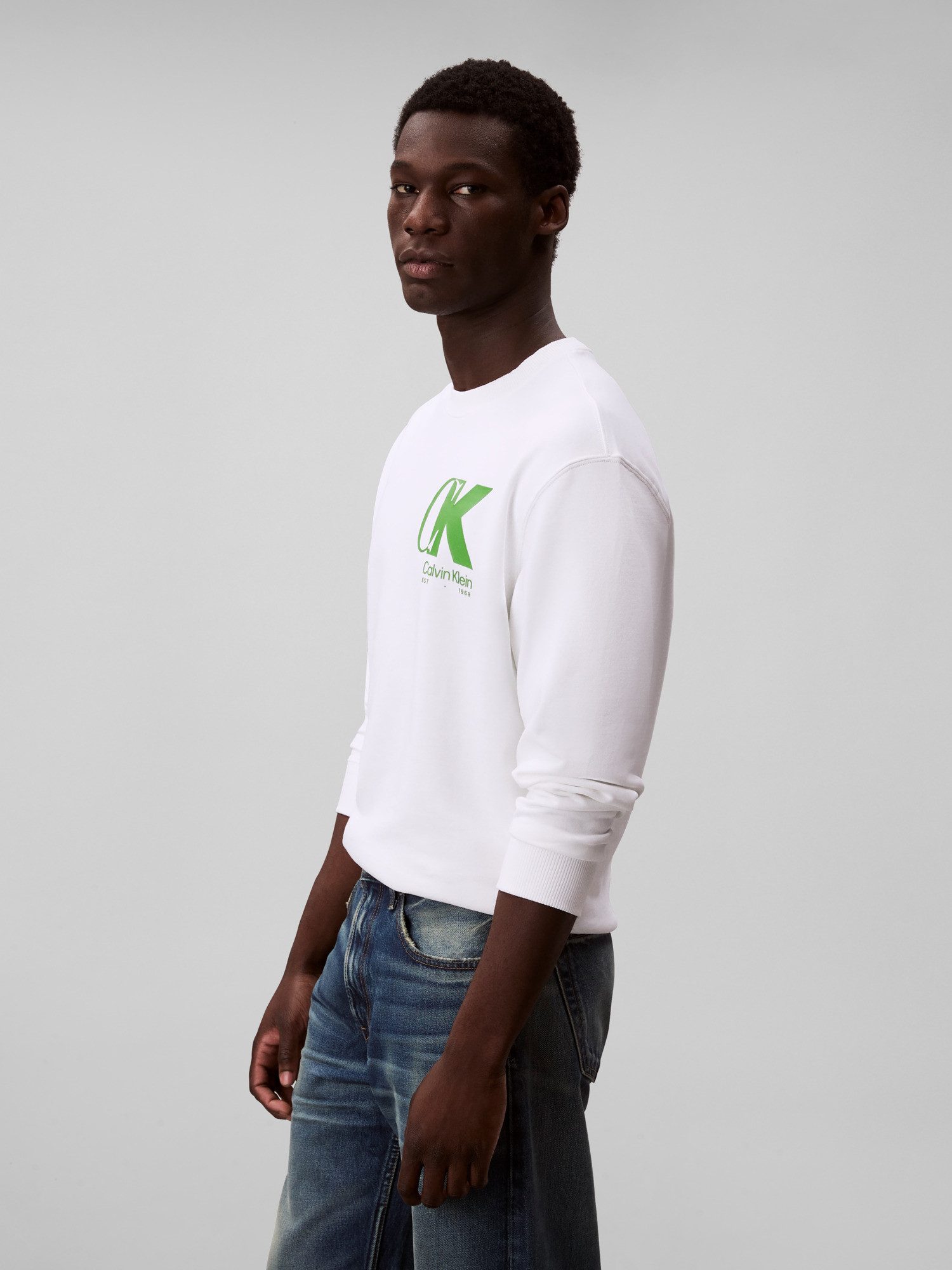 Calvin Klein Sweatshirt LS EU 350TERRY CK OVERLAP GRAPHI Rundhalsausschnitt günstig online kaufen
