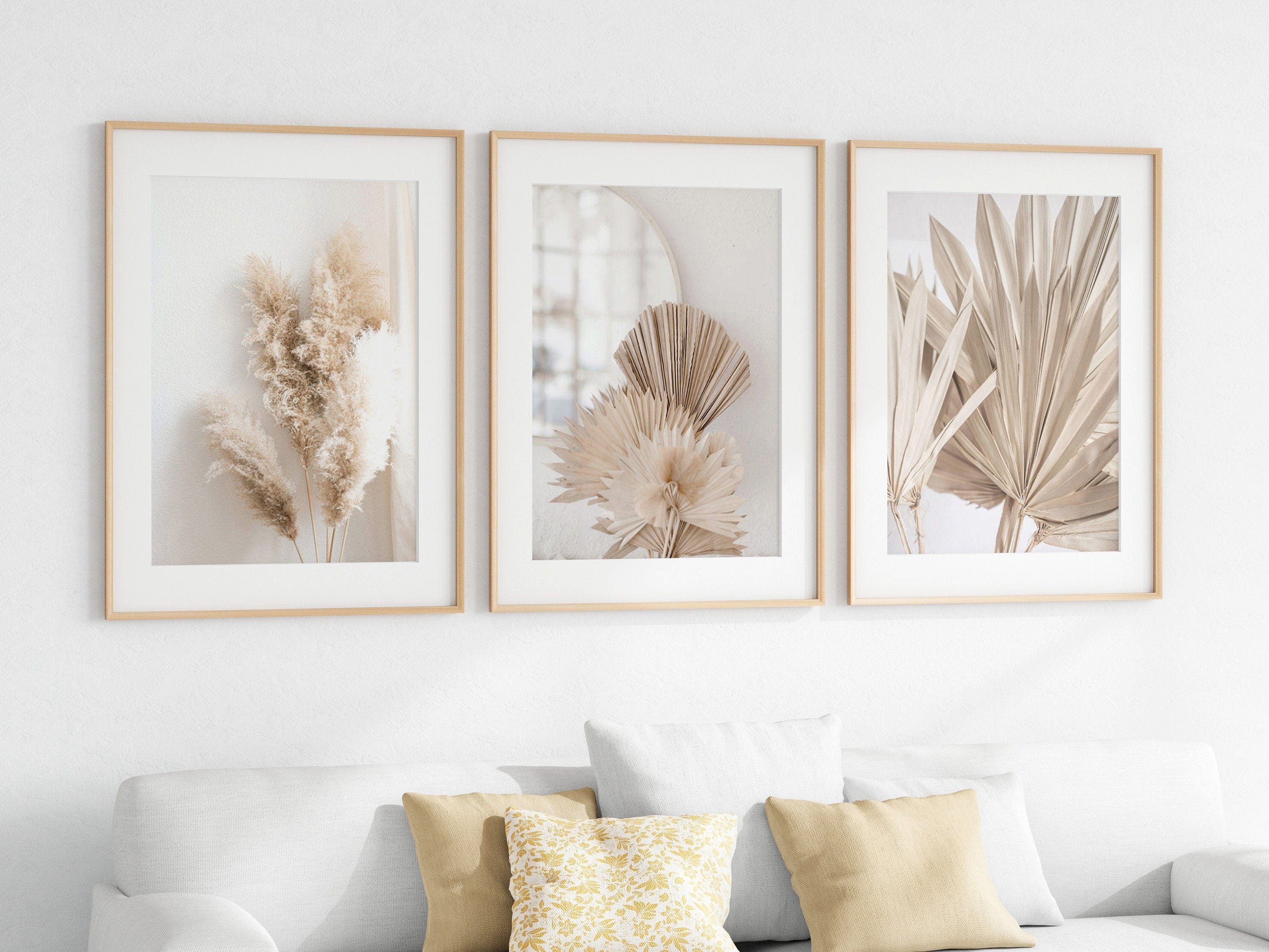 JUSTGOODMOOD Poster Pampasgras Beige Spiegel Wandbilder Wohnzimmer Schlafzimmer Deko Print, E (1 St)