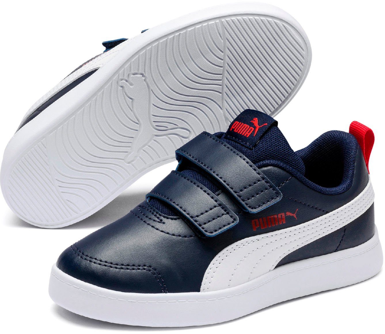 PUMA Courtflex v2 V PS Sneaker mit Klettverschluss für Kinder navy