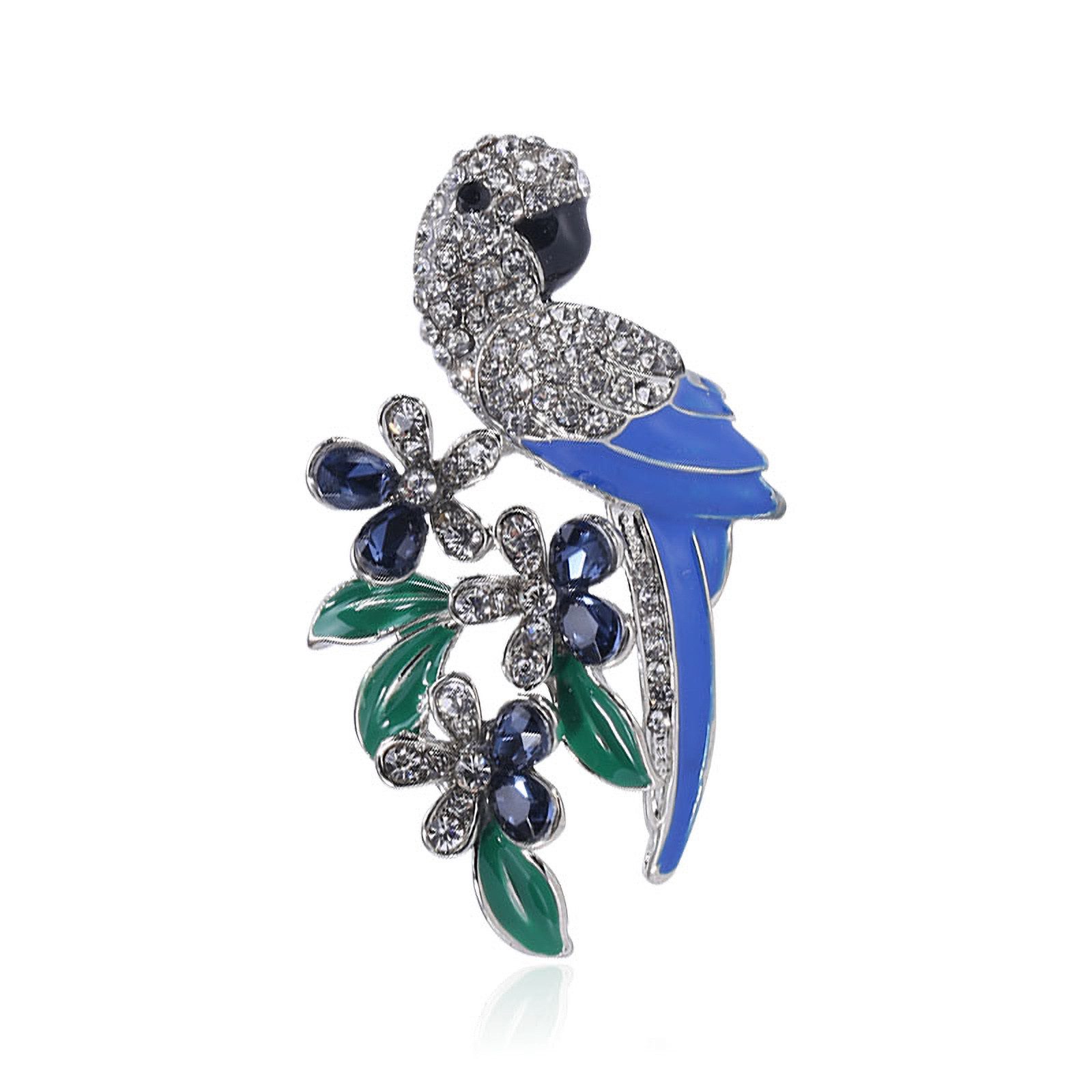 MayTree Brosche "blauer Papagei" mit Blütenzweig (Stück, 1-tlg), Metallbros günstig online kaufen
