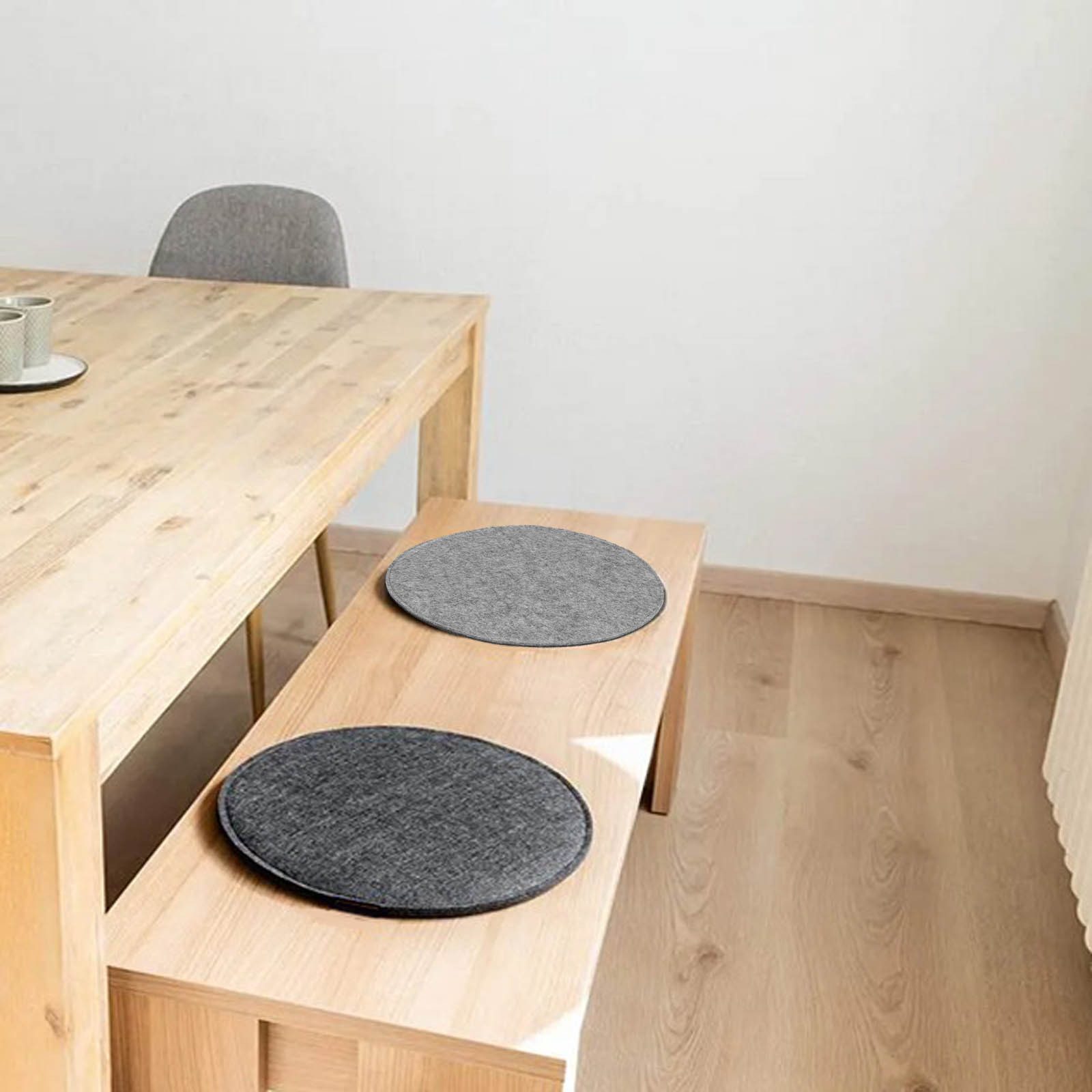 VOSSBACH Sitzkissen Stuhlkissen Set Sitzauflage Filzkissen, Filz Rund Ø 35 cm mit Antirutschnoppen