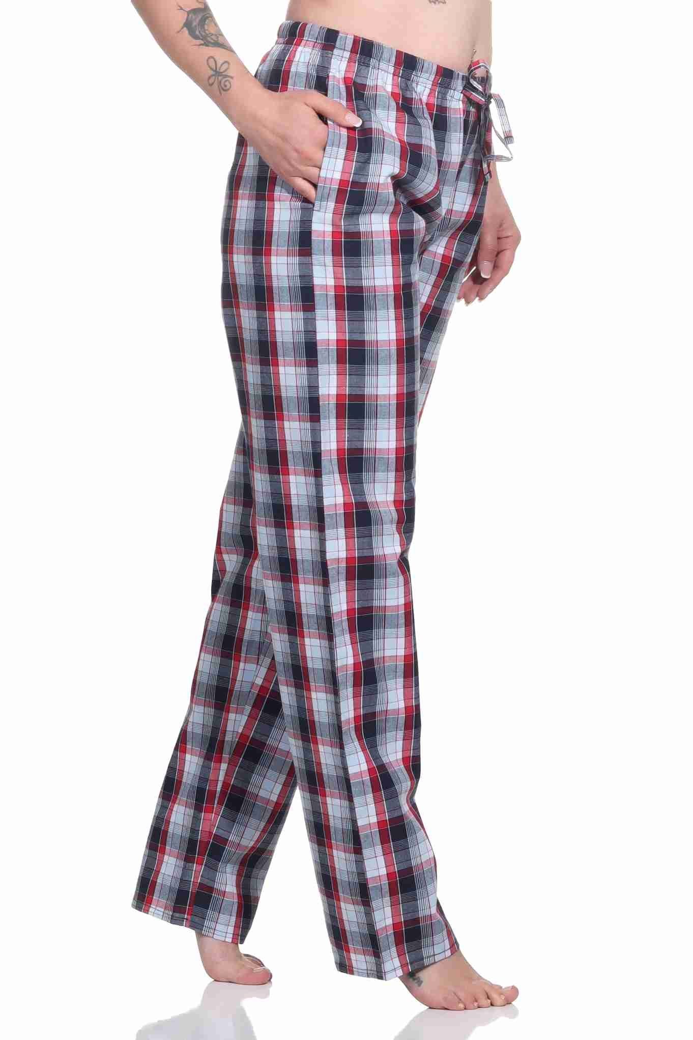 aus zum – ideal Pyjama dunkelgrau relaxen gewebt Baumwolle Normann Hose Damen Schlafanzug lang
