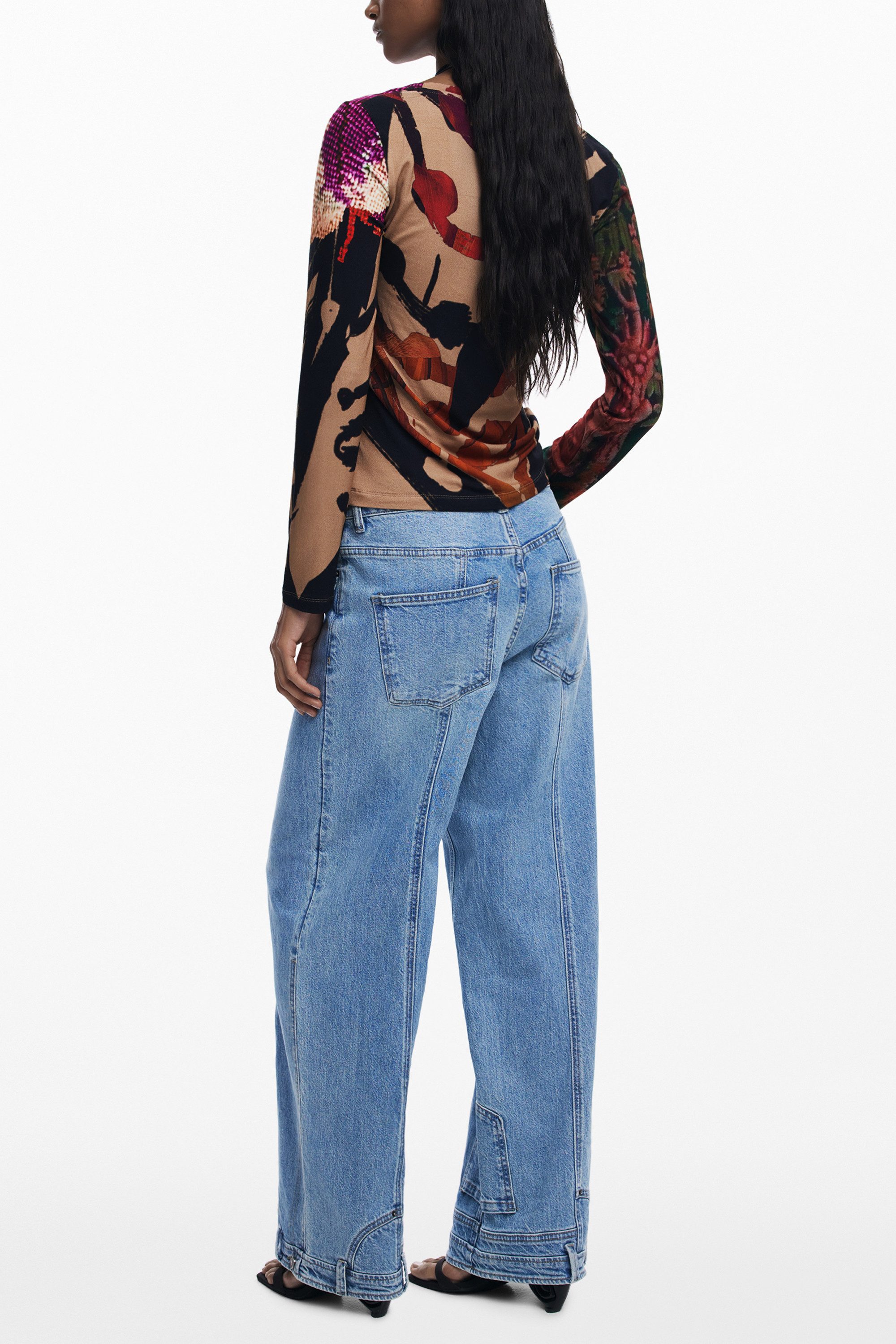 Desigual T-Shirt Stylisches Damen Langarmshirt in Braun mit Muster günstig online kaufen