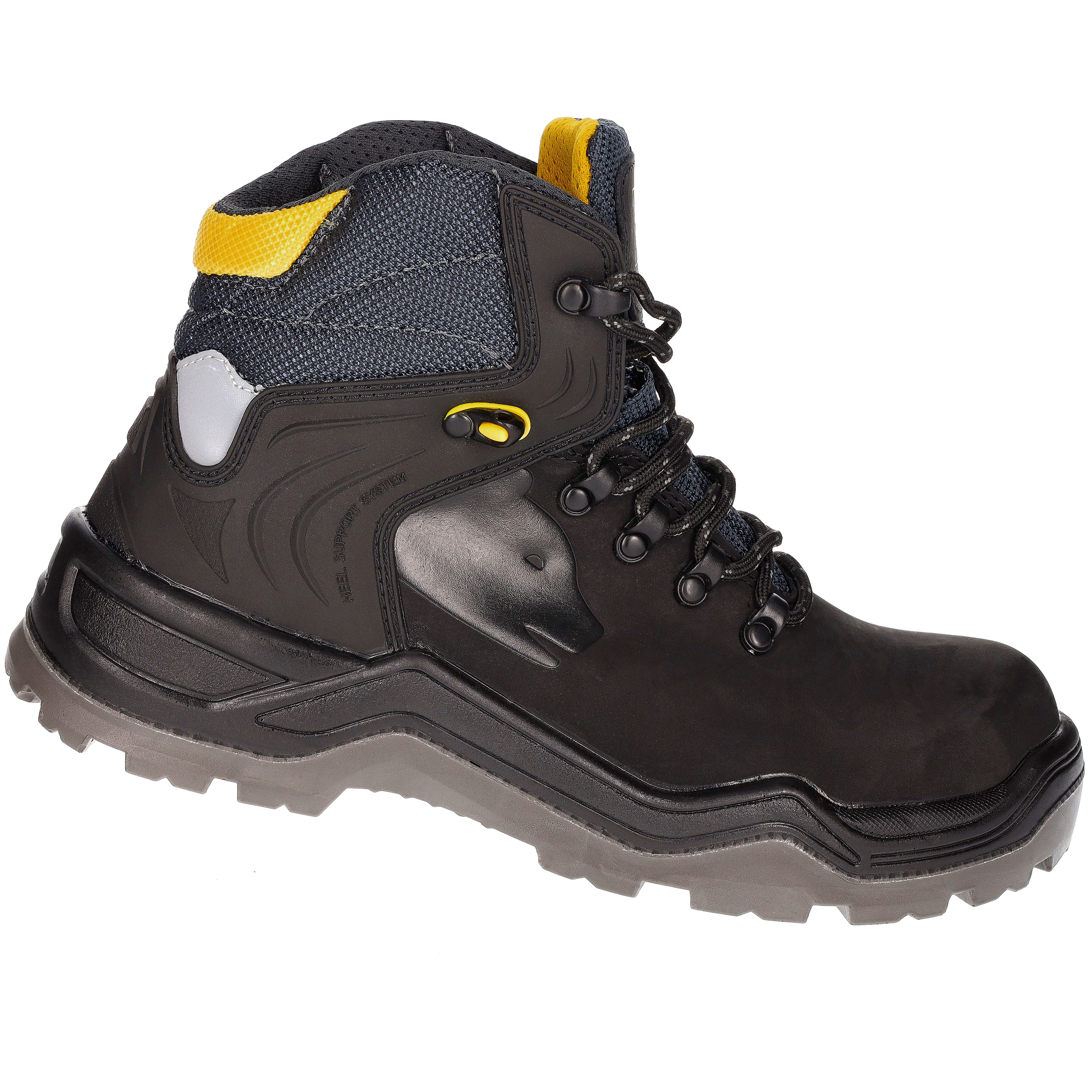 PRO FIT by Fitzner 141 ESD Защитная обувь S3 "Arctos B mid", schwarz/gelb, Arbeitsschuh (1, Paar) Metallfrei, Atmungsaktiv, Kunststoffkappe