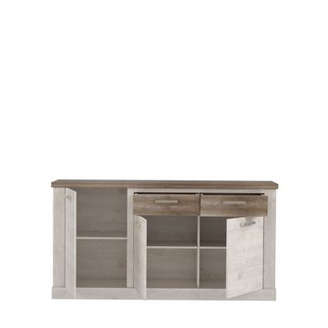 freiraum Sideboard Duro (BxHxT: 173,9x90,3x41,3 cm), aus Holzwerkstoff in Pinia Weiss kombiniert mit Eiche Antik