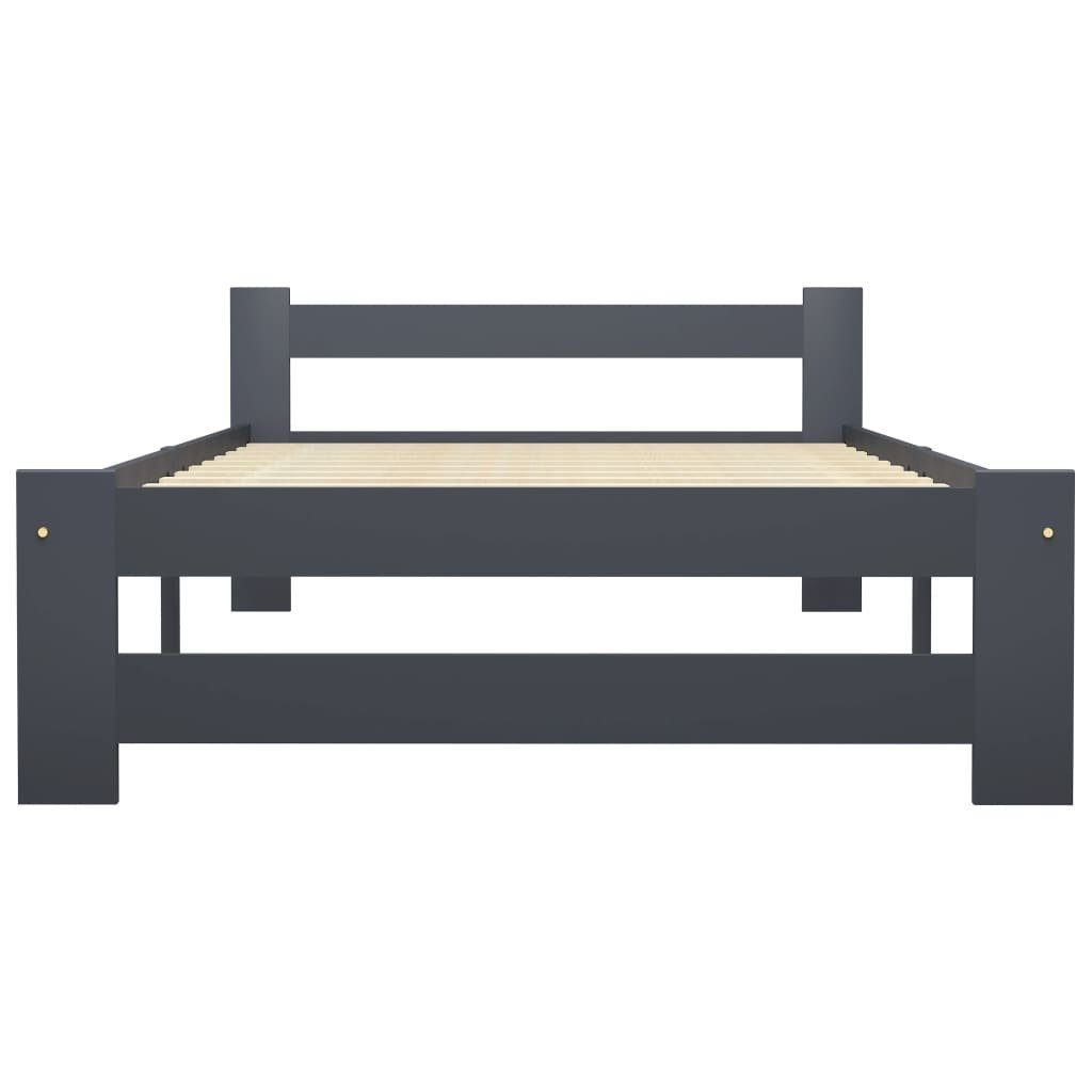 vidaXL Bett Massivholzbett Dunkelgrau Kiefer 100x200 günstig online kaufen