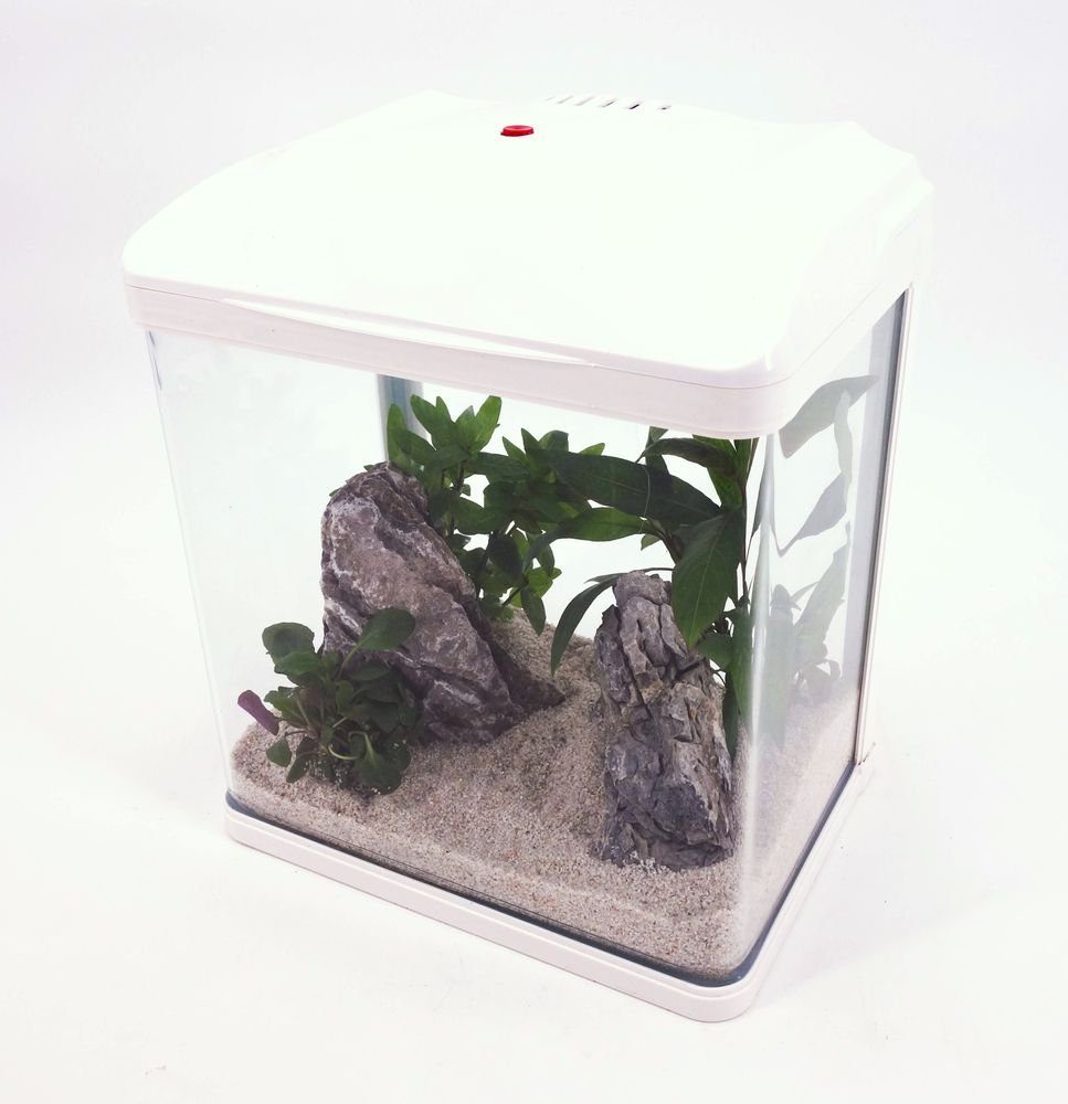 Aquaone Aquarium HR-230 weiß Nano Aquarium Komplettaquarium Mini Aquarium+Filteranlage