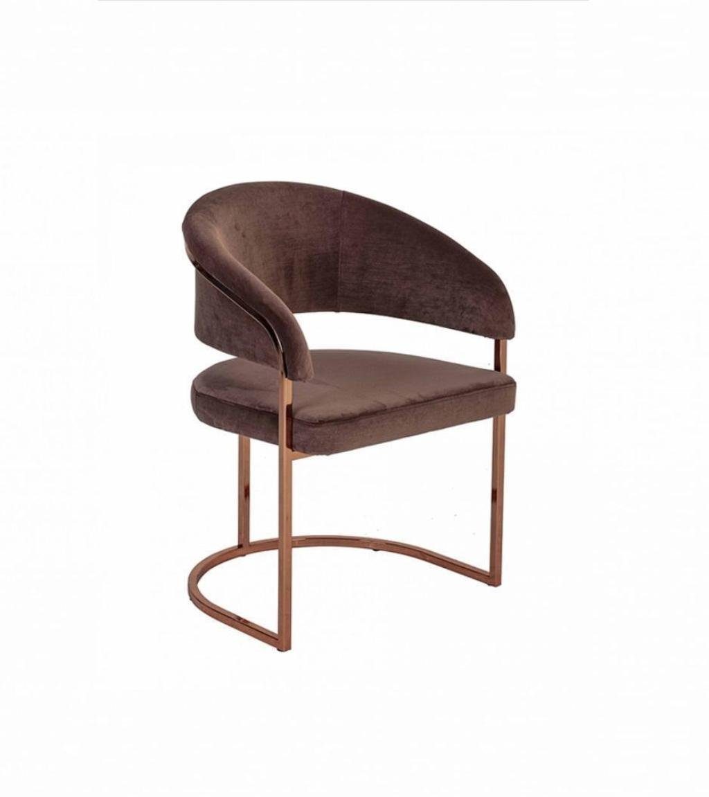 Textil Esszimmer Sitzer Stuhl Möbel Luxus Polster Brauner JVmoebel (1-St., Made Europa Moderner Loungesessel in Sessel), 1x