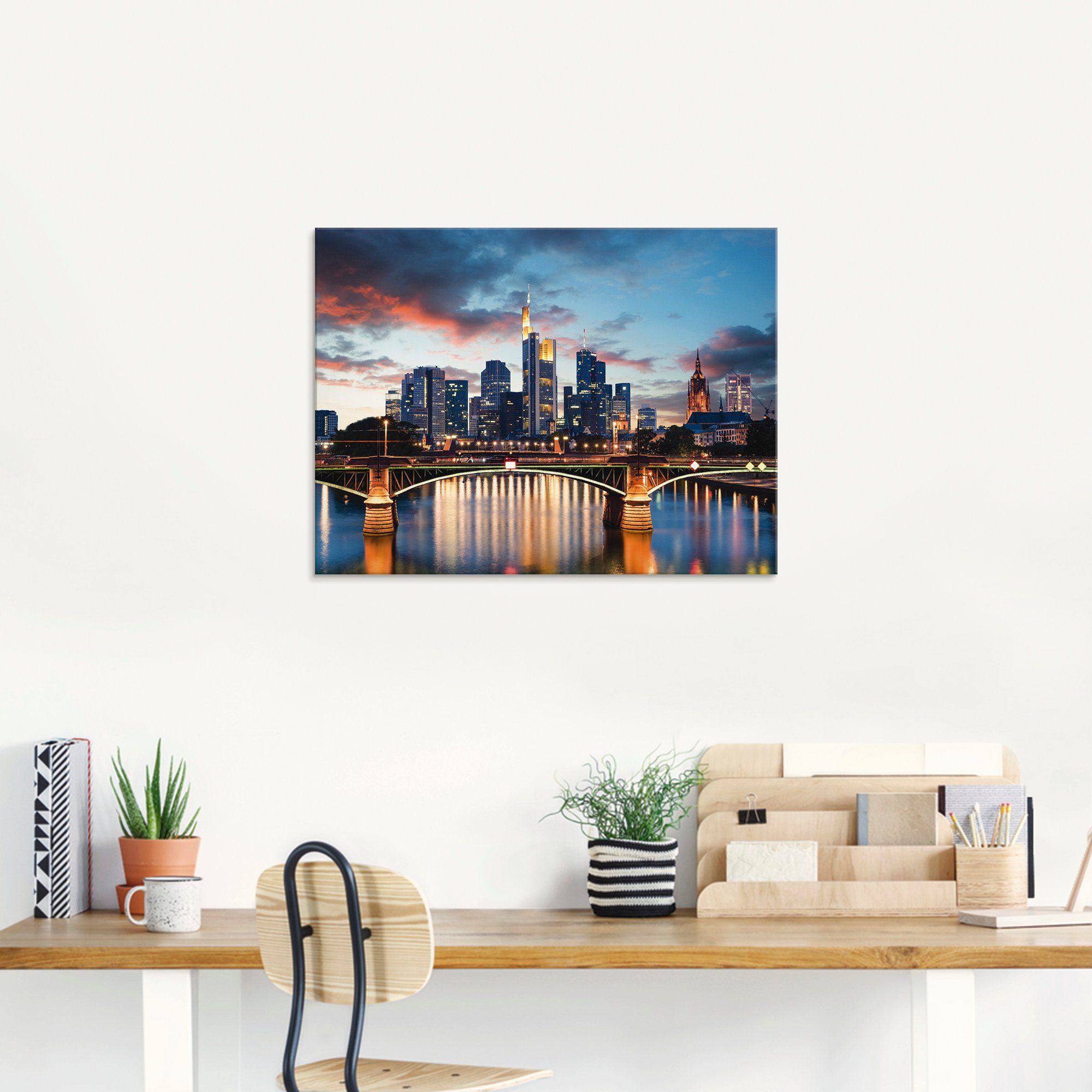 Artland Glasbild Frankfurt am Main Skyline II, Deutschland (1 St), in verschiedenen Größen