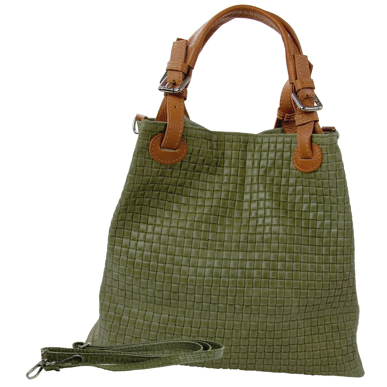 Toscanto Handtasche Toscanto Tasche olivgrün Handtasche, (Handtasche), Damen Leder Handtasche, Umhängetasche, olivgrün ca. 31cm