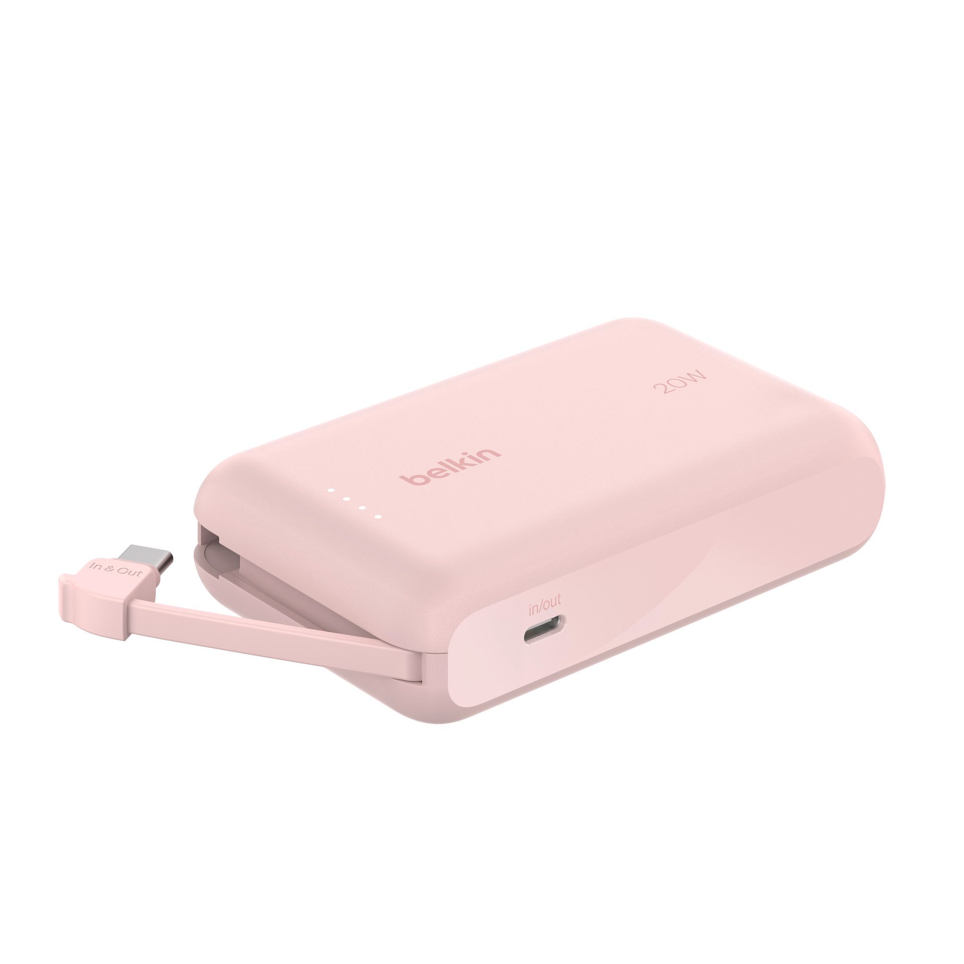 Belkin BoostCharge Power Bank 10K mit integrierten Kabeln Powerbank Belkin BOOST CHARGE Power Delivery Powerbank 10.000mAh, white