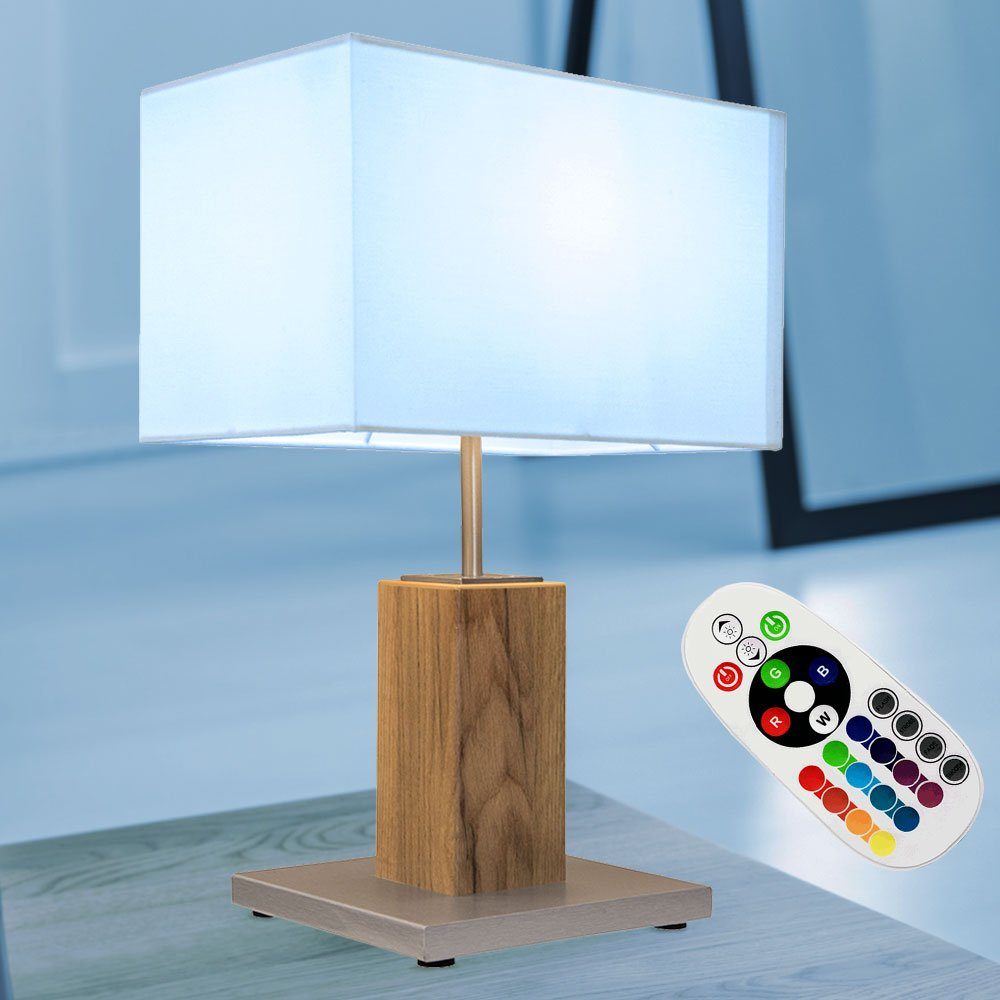 Design Schreib Tisch Leuchte Wohn Zimmer Holz Stoff Lese Lampe Nacht-Licht weiß 