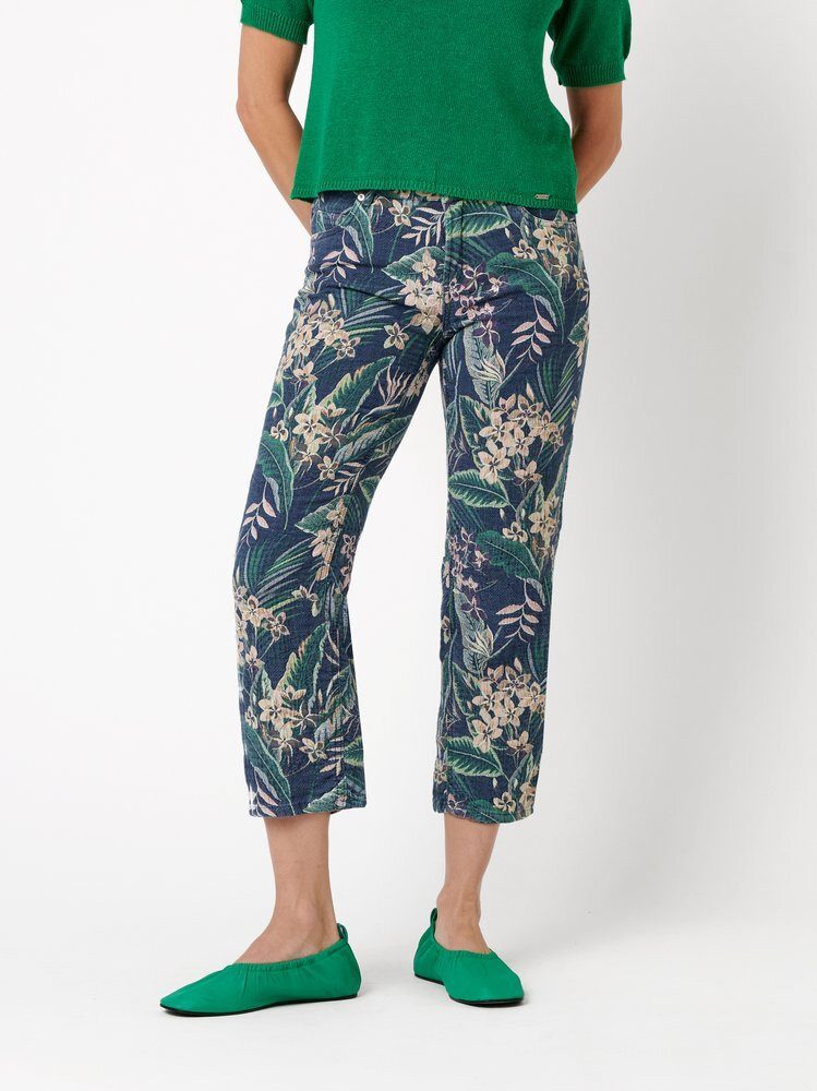 TONI Straight-Jeans Ella 7/8 aus Jacquard mit Blüten und Blättern
