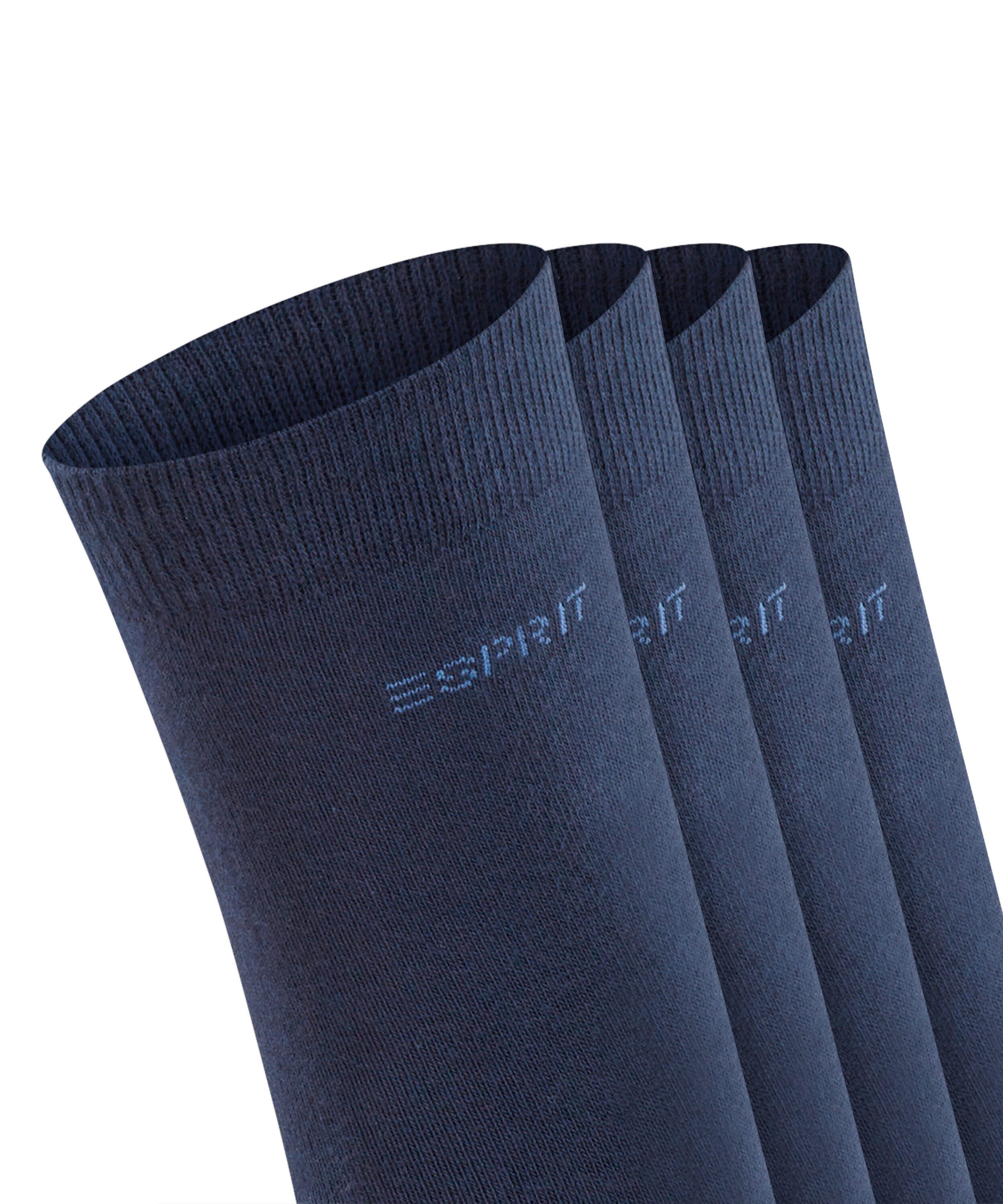 Esprit Socken Solid (4 Paar) Einheitsgröße 36-41, geripptes Bündchen, unifarben, Basic Vorteilspack