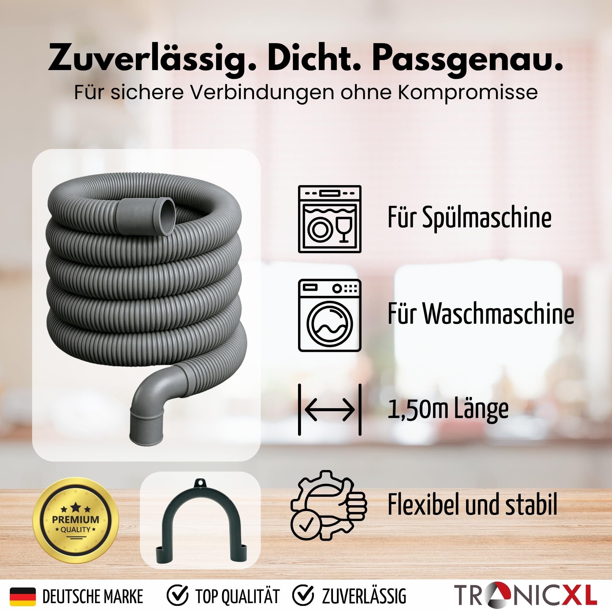 Thumbnail - TronicXL Ablaufschlauch Ablaufschlauch Spülmaschine Waschmaschine 22mm gewinkelt 19mm 1,5 m, Zubehör für zb für AEG Miel...