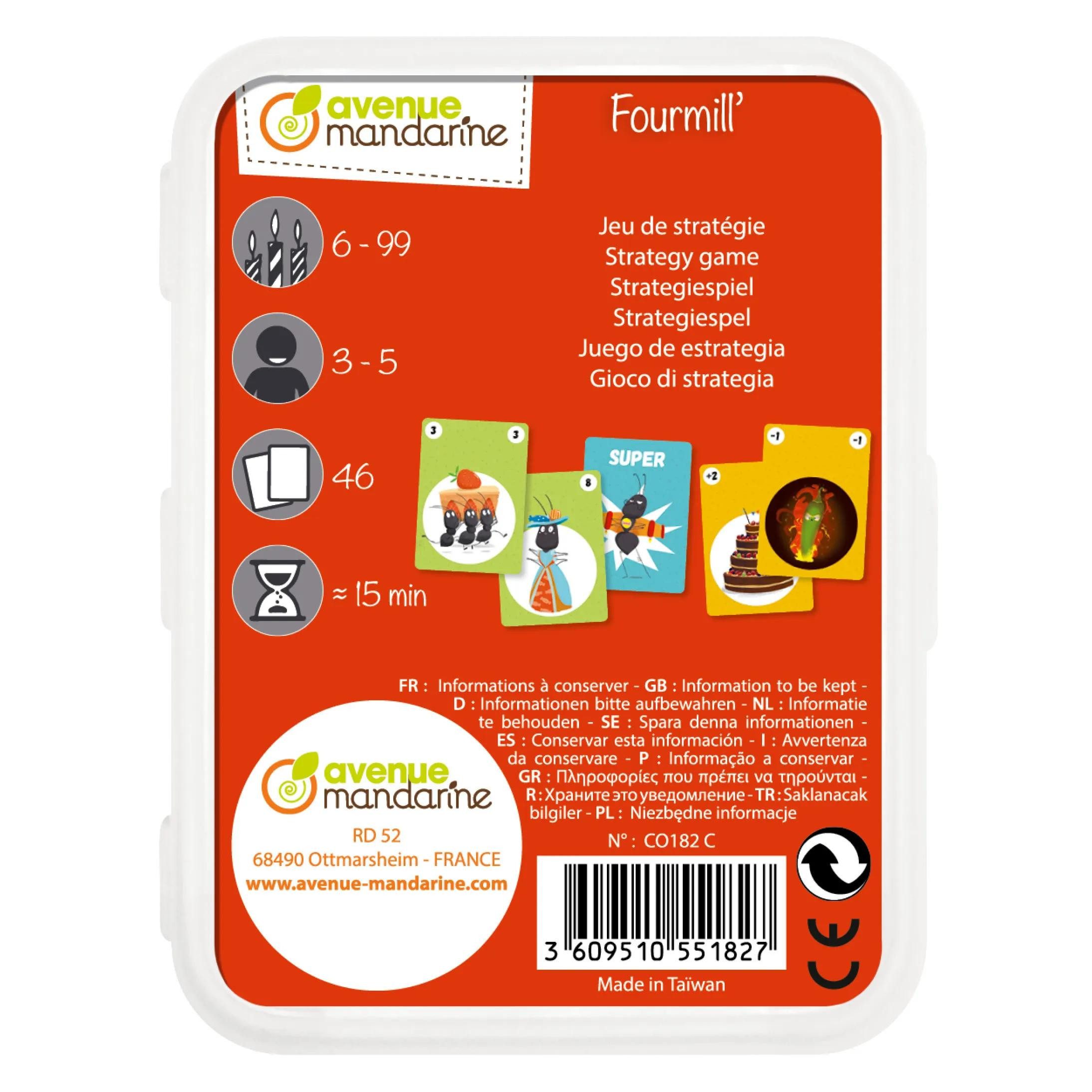 Avenue Mandarine Puzzle 4x Kartenspiel, Fourmi'll, Ameisen - Mehrfarbig CO182C, Puzzleteile, Kartenspiel