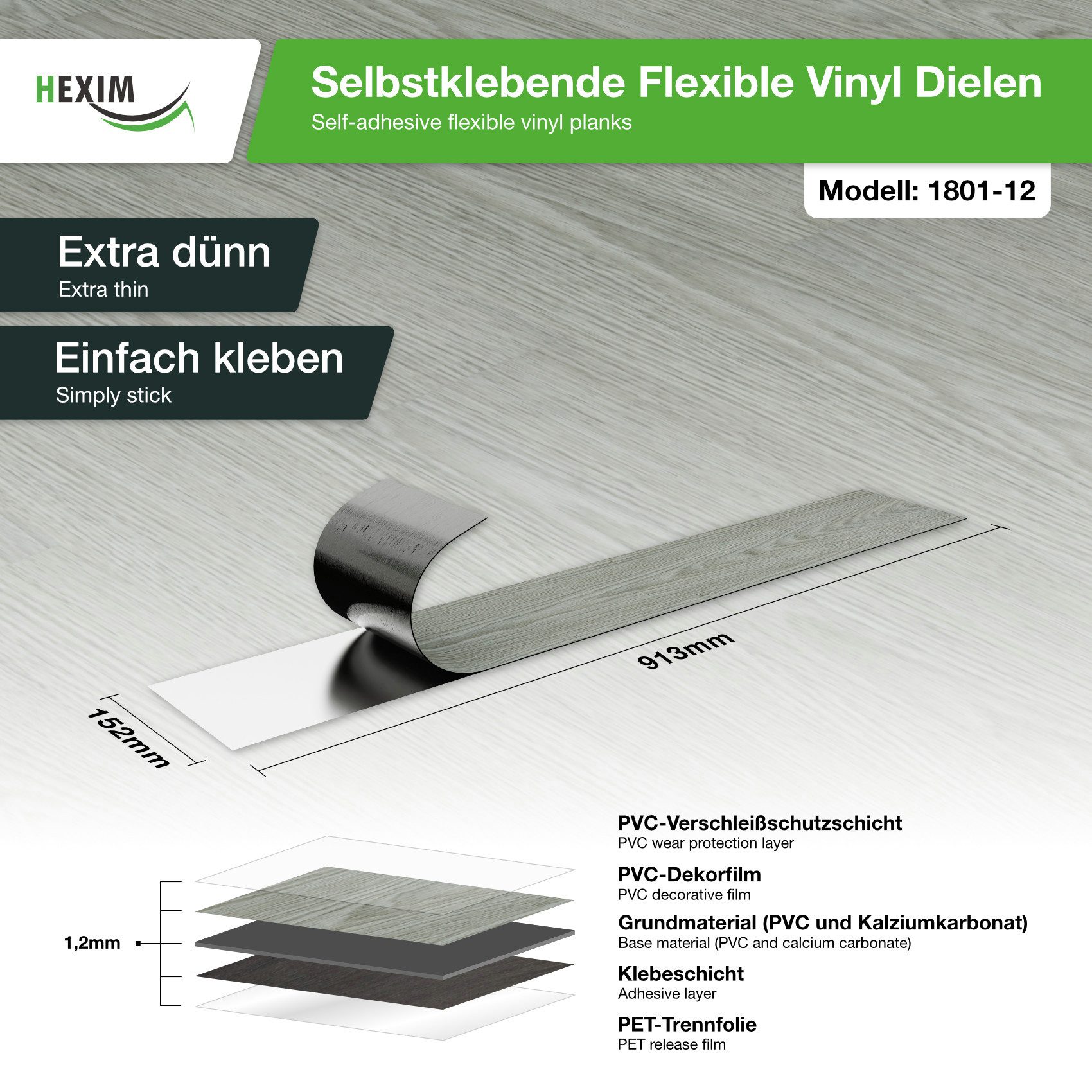 Hexim Vinylboden, Vinyldielen 0,97m² selbstklebend PVC Wandverkleidung Bode günstig online kaufen