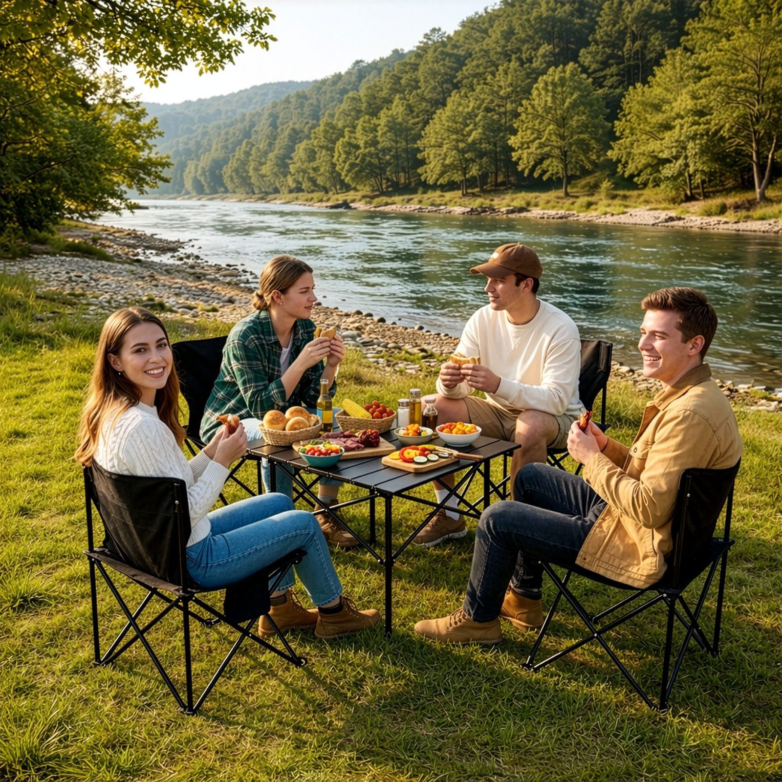 Youyijia Klapptisch Outdoor Klapptisch Stuhl Set für Camping & Picknick Tragbares Metall
