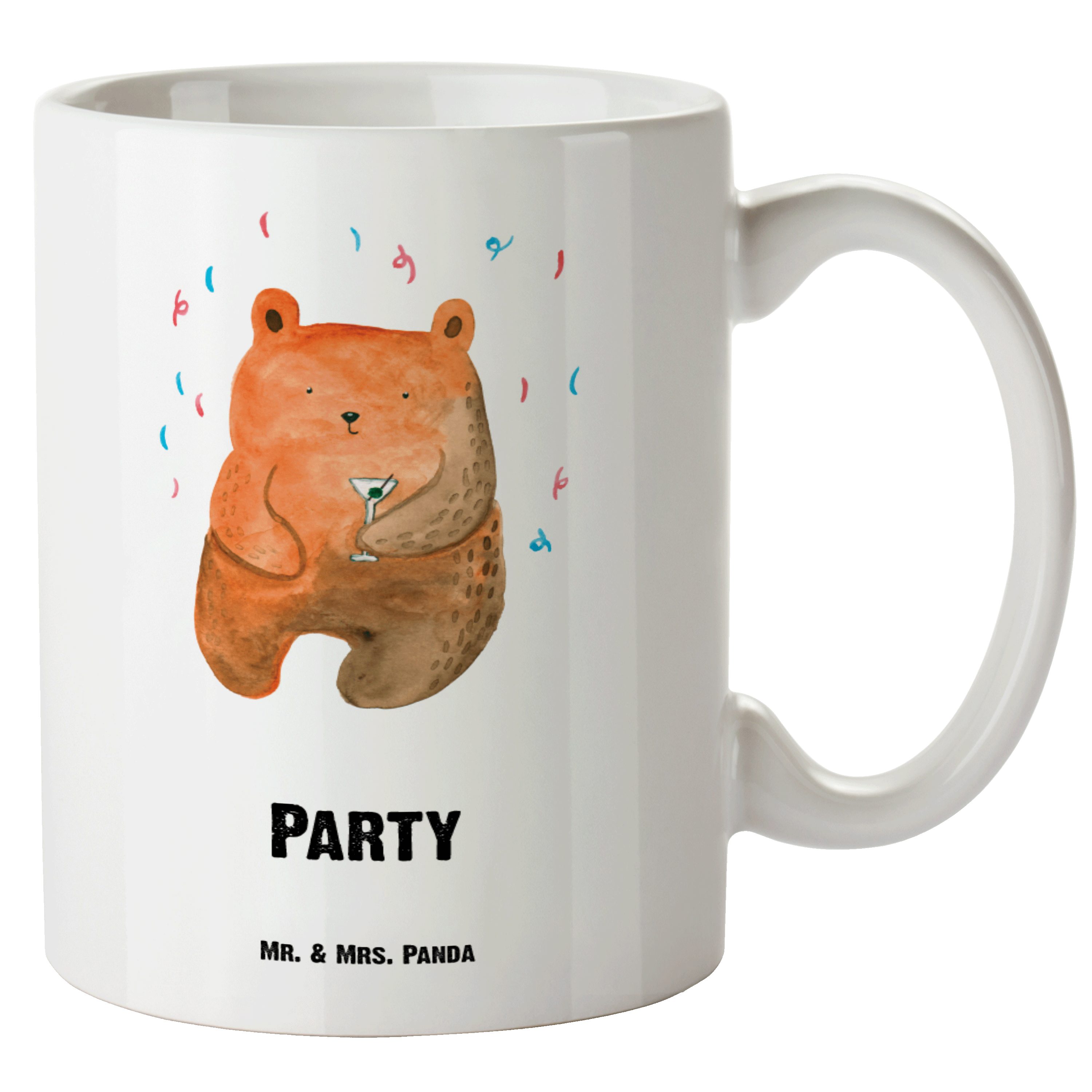 XL Geschenk, Große Panda - Weiß Tasse - XL Party Mrs. Geburtstag, Tasse, Mr. Bär Keramik Tasse, Tasse & Teddy,