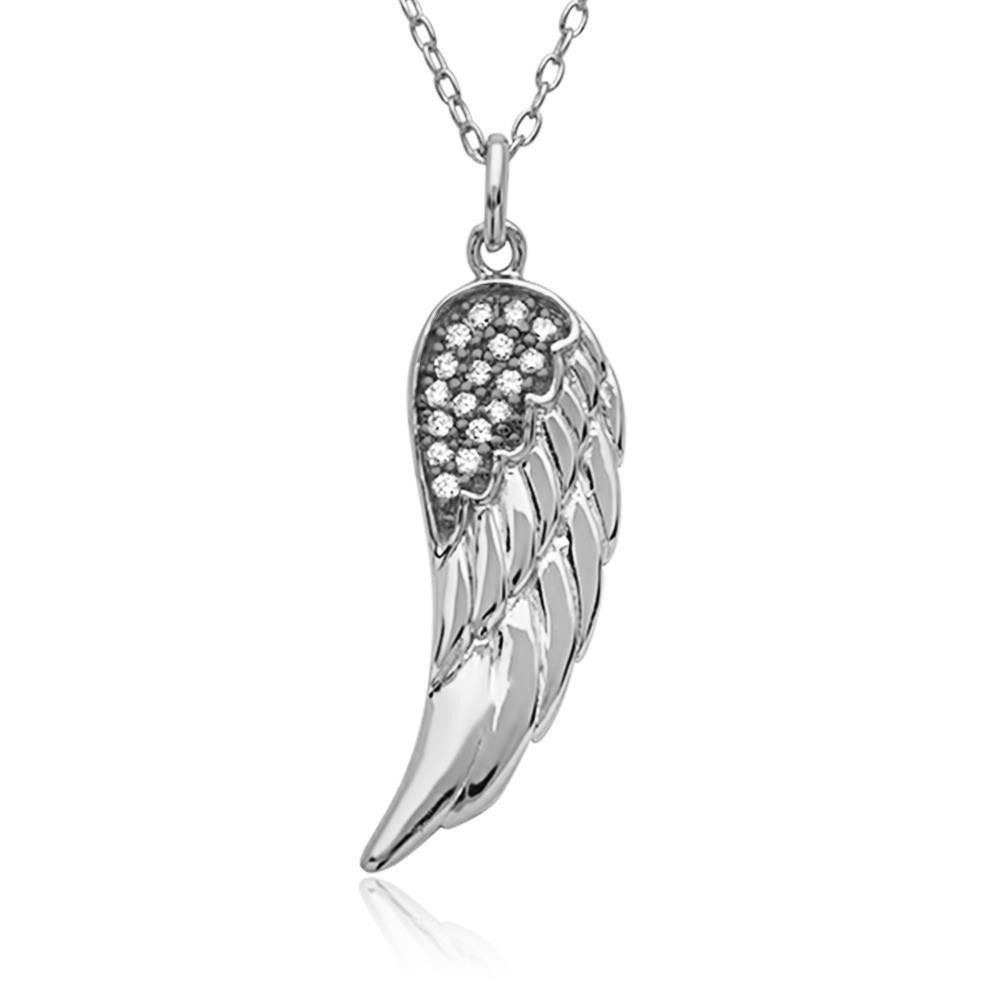 Silberkette Kette mit Flügel-Anhänger 925er Silber Zirkonia SN0322