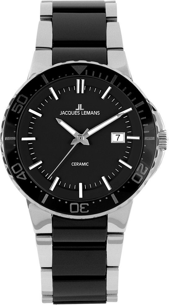 Jacques Lemans Quarzuhr 1-2164A, Armbanduhr, Herrenuhr, Datum, bicolor, Leuchtzeiger