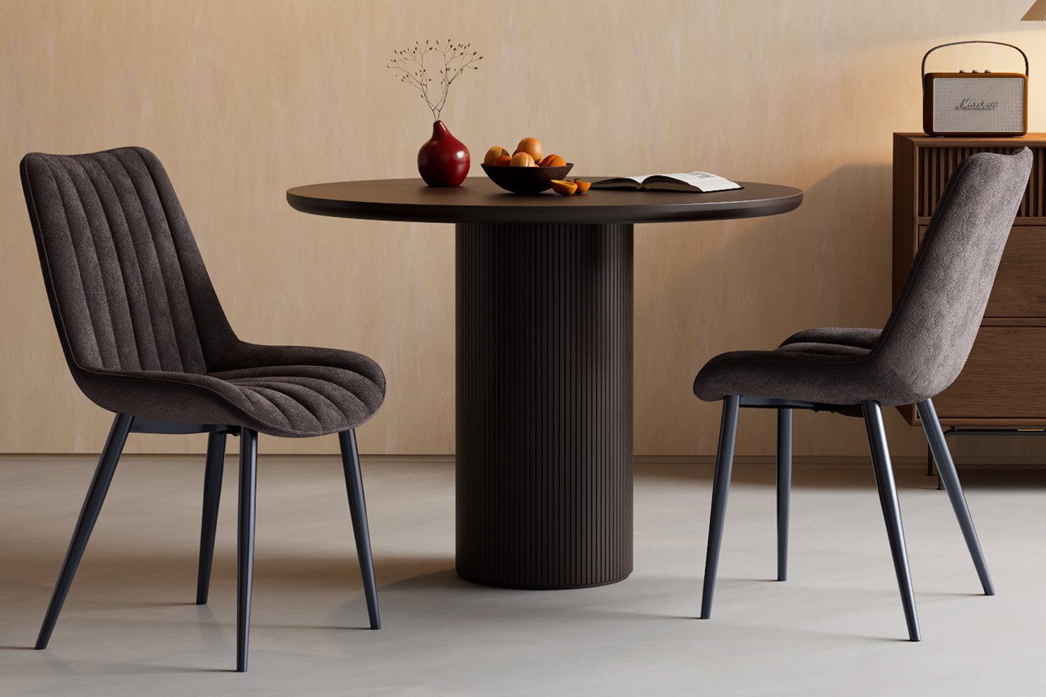 HOMAVO Esszimmerstuhl Stuhlset - aus Samt oder Kunstleder, gepolstert, mit Metallfüßen (2 St), Nach EN 12520 gepruft, mit Ergonomischer Rückenlehne und Metallbeinen