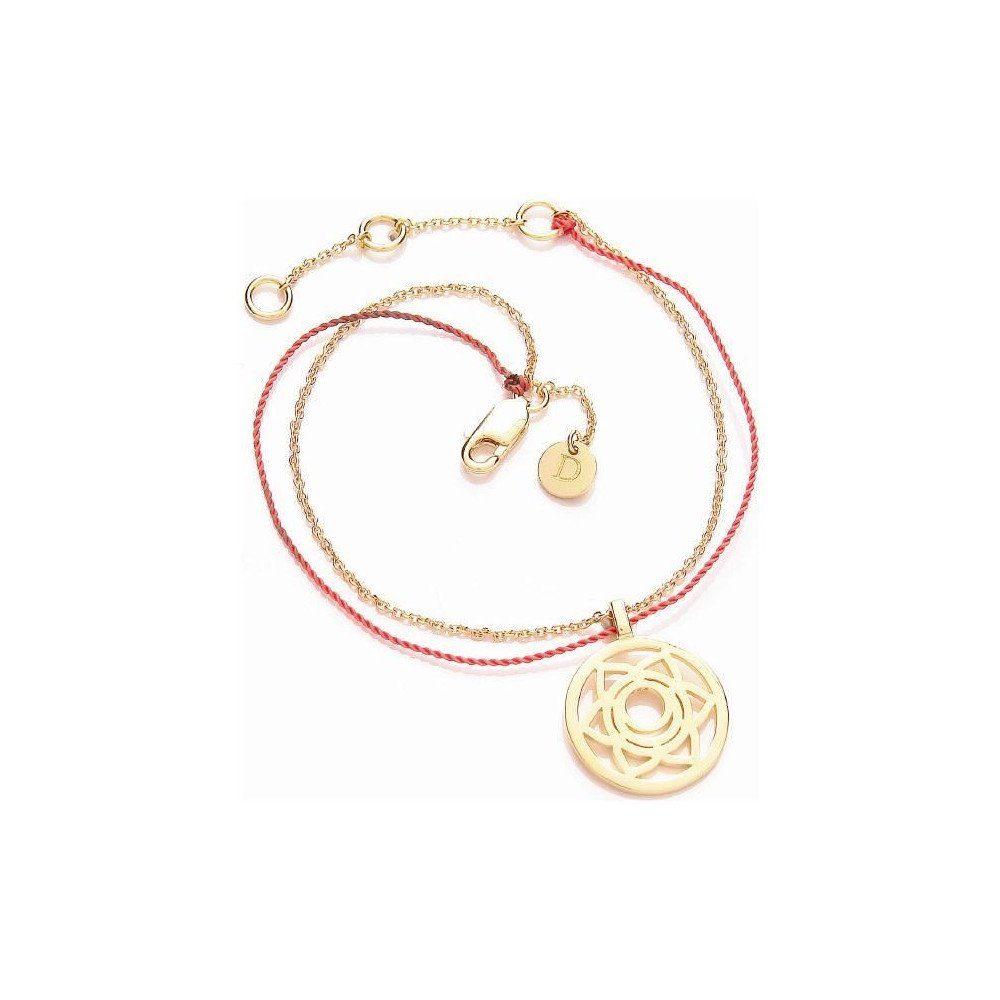 Daisy London Armband Sacral Chakra Orange Nuit, aus 925er Sterling-Silber und Textil, Karabiner, Orange, Gold