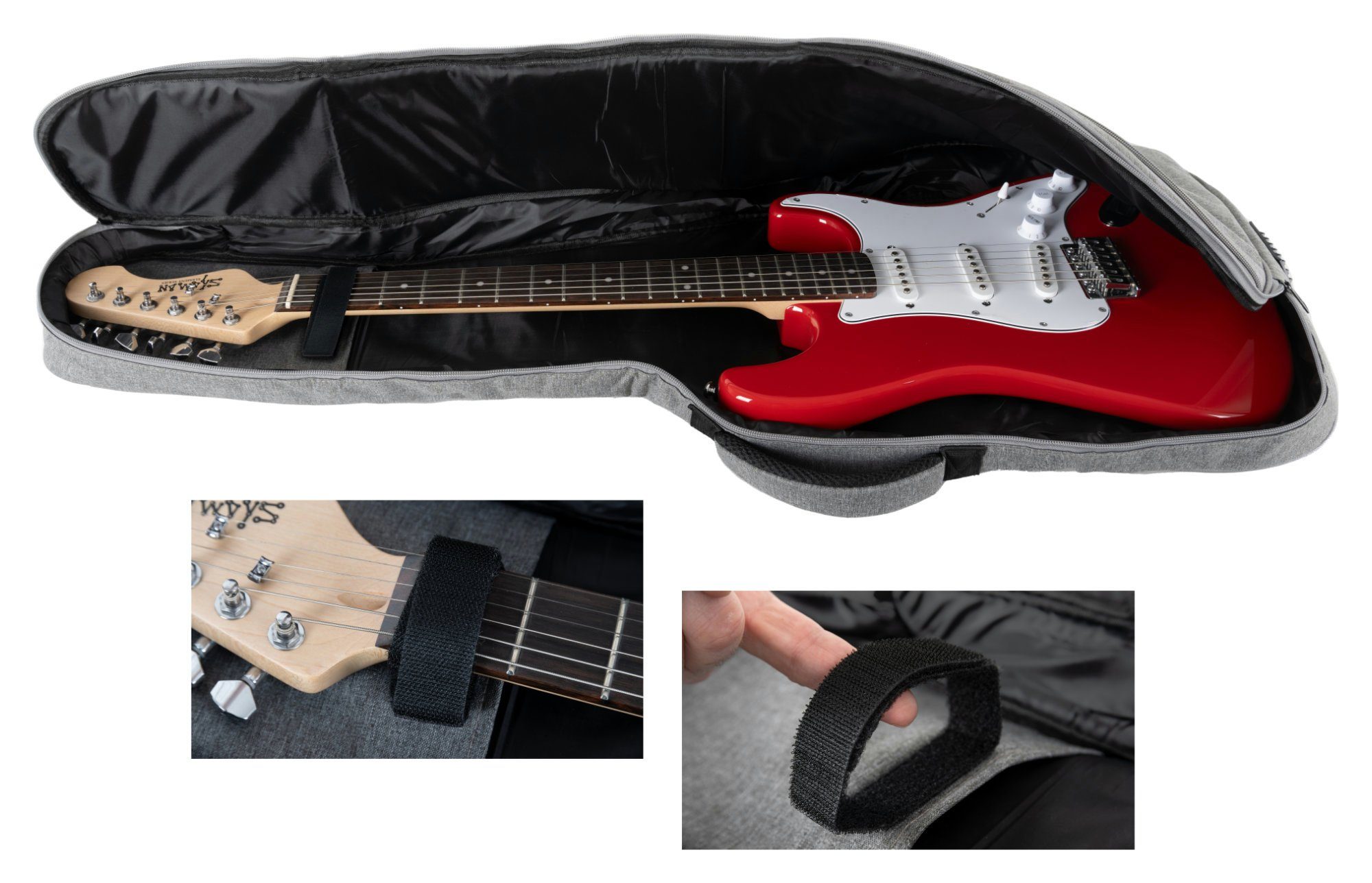 Kinder Accessoires Shaman Gitarrentasche EGB-102 GY Premium-Line E-Gitarrentasche - Gigbag mit 10 mm starker Polsterung - Fixier