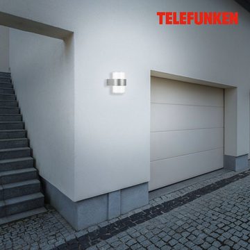 Telefunken LED Außen-Wandleuchte 320404TF, LED fest verbaut, Wand Außenleuchte IP44 4000K 800lm 8W silber