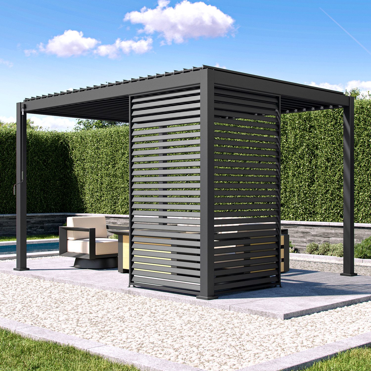 Mirador Pergola 1/3 Feste Lamellenwand 0.93m/1.23m, (Packung, 1-tlg), Aluminium Lamellenwand für Mirador 111DA Pergola Anthrazit