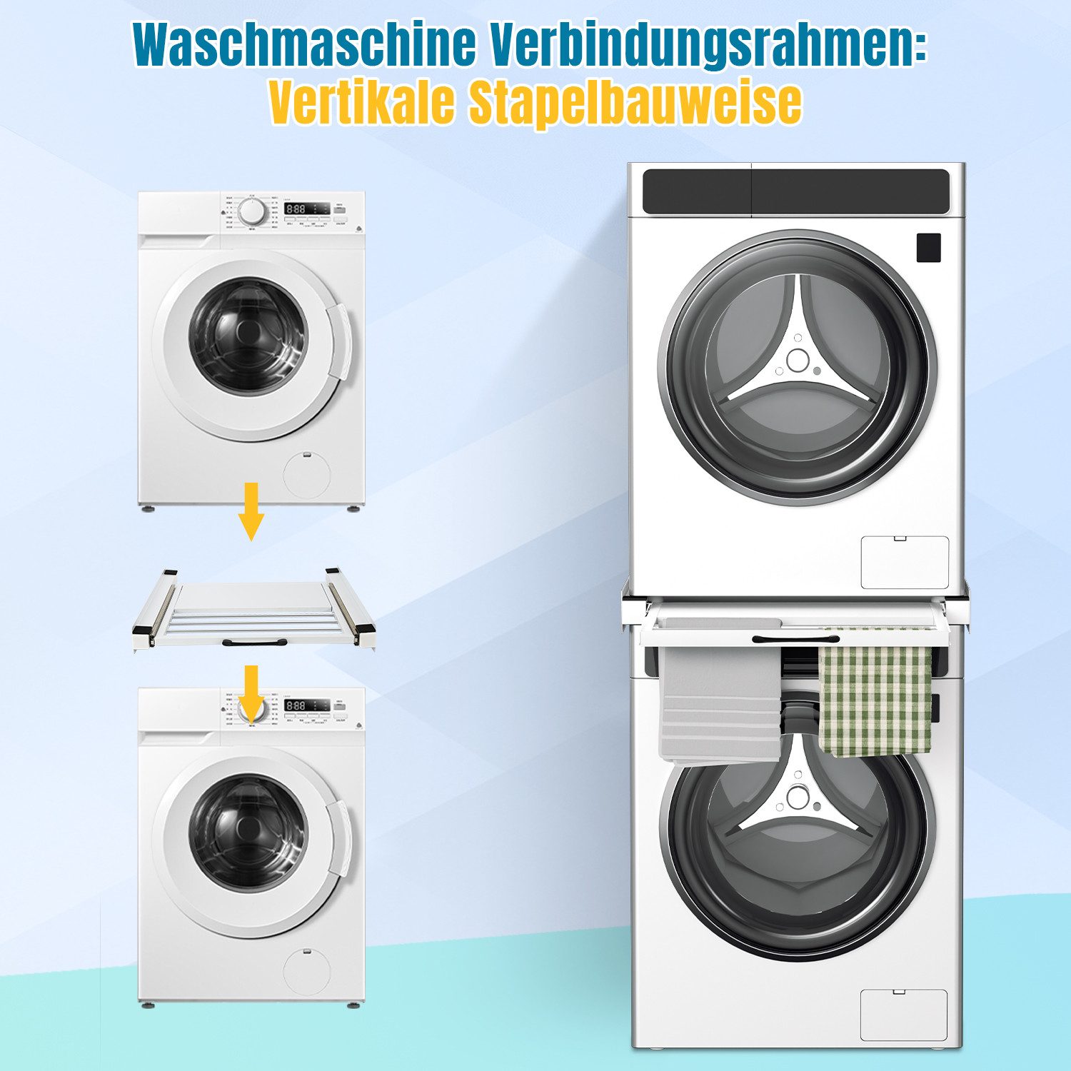 Clanmacy Zwischenbaurahmen Verbindungsrahmen mit Ausziehplatte zubehör Max. 30 kg Weiß