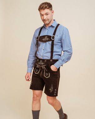 HOFGLANZ Trachtenlederhose Herren Lederhose, traditionelle Trachtenhose in Hellbraun, Dunkelbraun