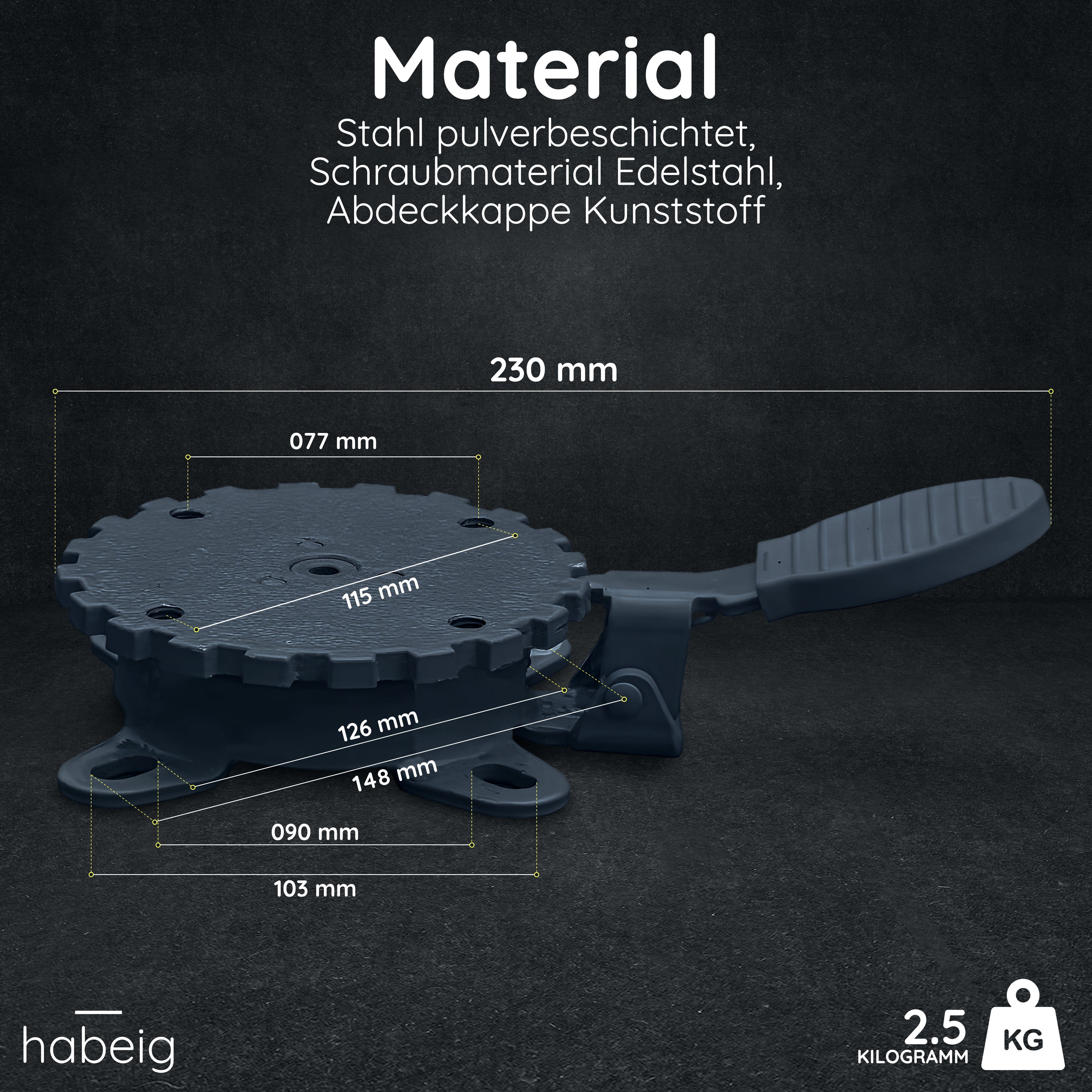 habeig Ampelschirm 360° MECHANISMUS Ampelschirm 360 Grad schwenkbar Fußpedal Schirm