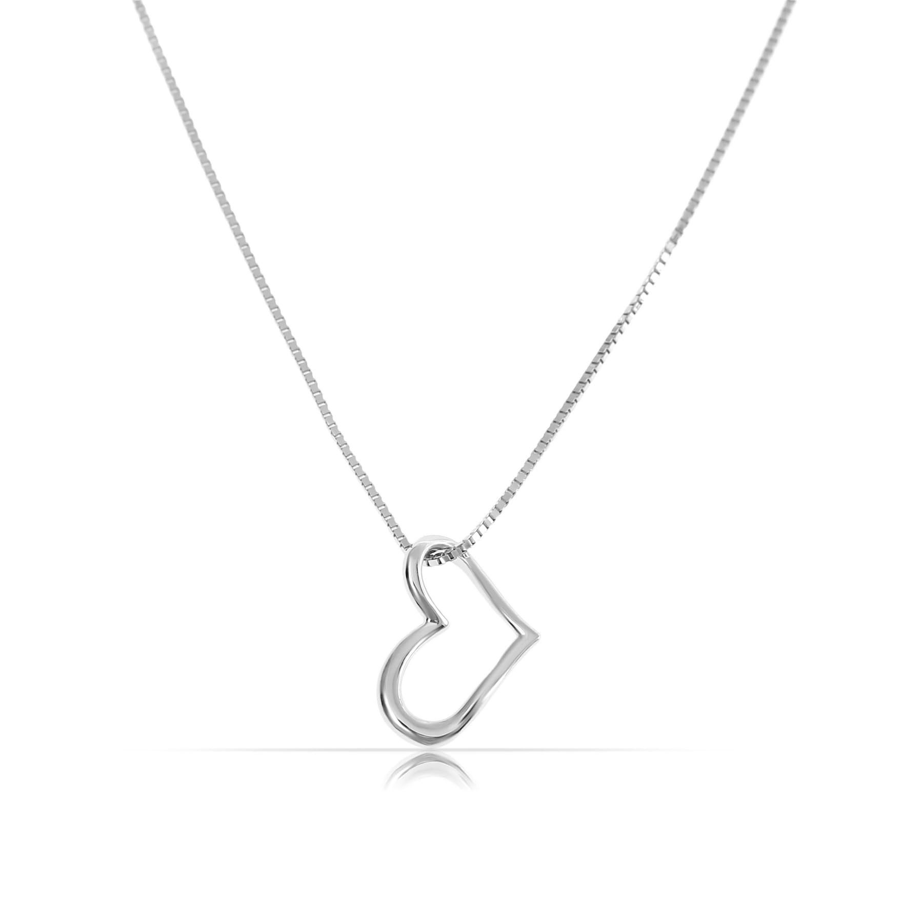 Made by Nami Herzkette Silber 925 Silberkette Damen mit Herz Anhänger, Geschenke für Frauen - 40 + 5 cm