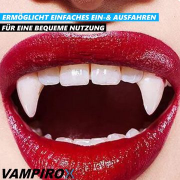 MAVURA Vampir-Kostüm VAMPIROX Einziehbare Vampirzähne Halloweenzähne Halloween Zahnersatz, automatische ausfahrbare Zähne Zombie Cosplay