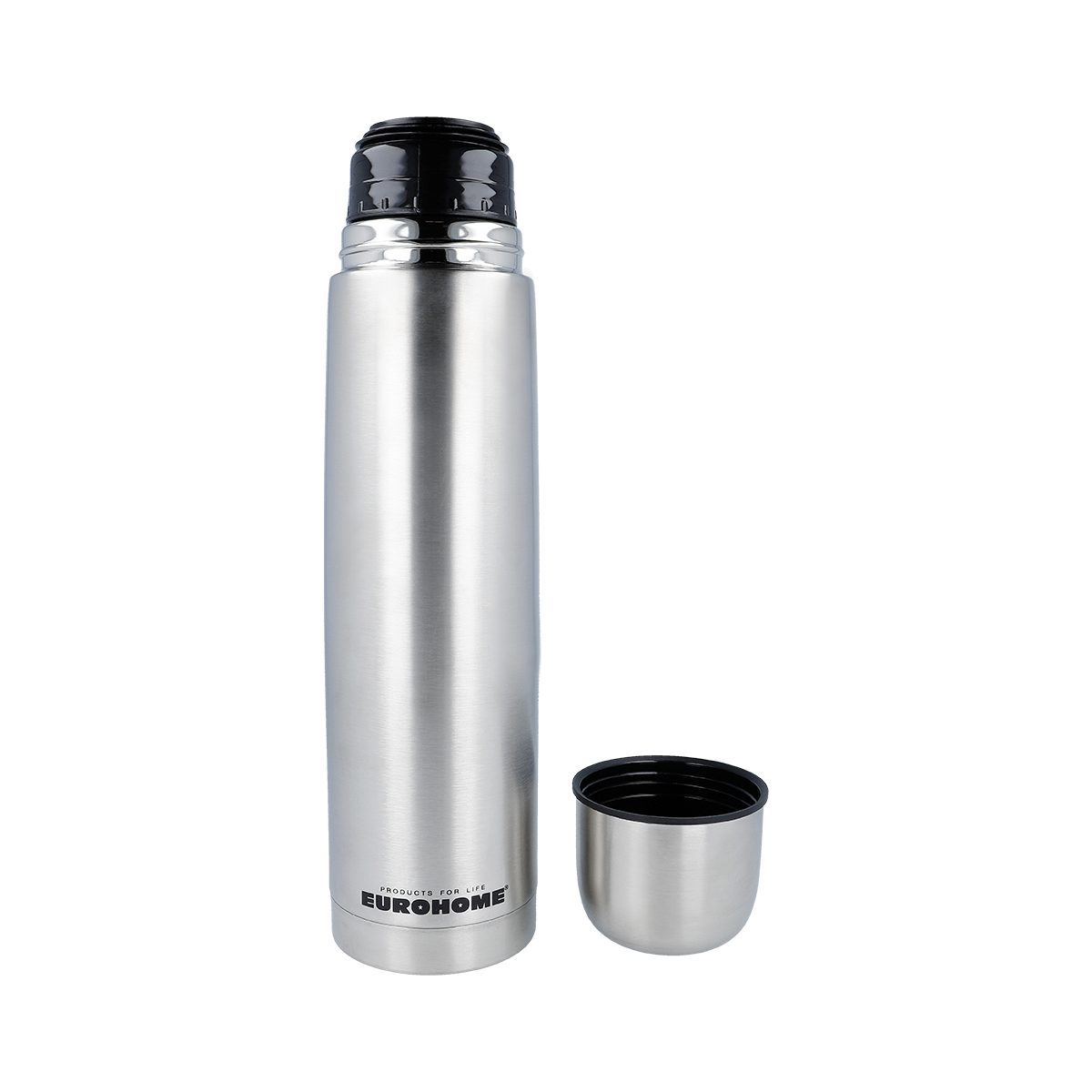 EUROHOME Isolierkanne Edelstahl Isolierflasche Rostfrei mit Satin-Finish, 1 l, (1-St., Thermosflasche 1l, Höhe 32 cm), Thermobecher Kaffee - Trinkflasche mit Trinkdeckel