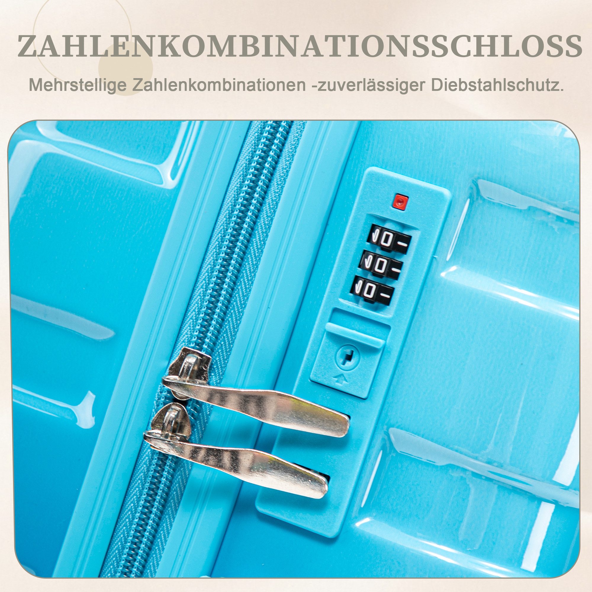 i@home Kofferset 14"/20" 2-teiliger Koffer, 4 Rollen, (2 tlg), PC-Spinner-Kofferset mit Zahlenschloss & 14" Kosmetiktasche – Bild 5 von 5