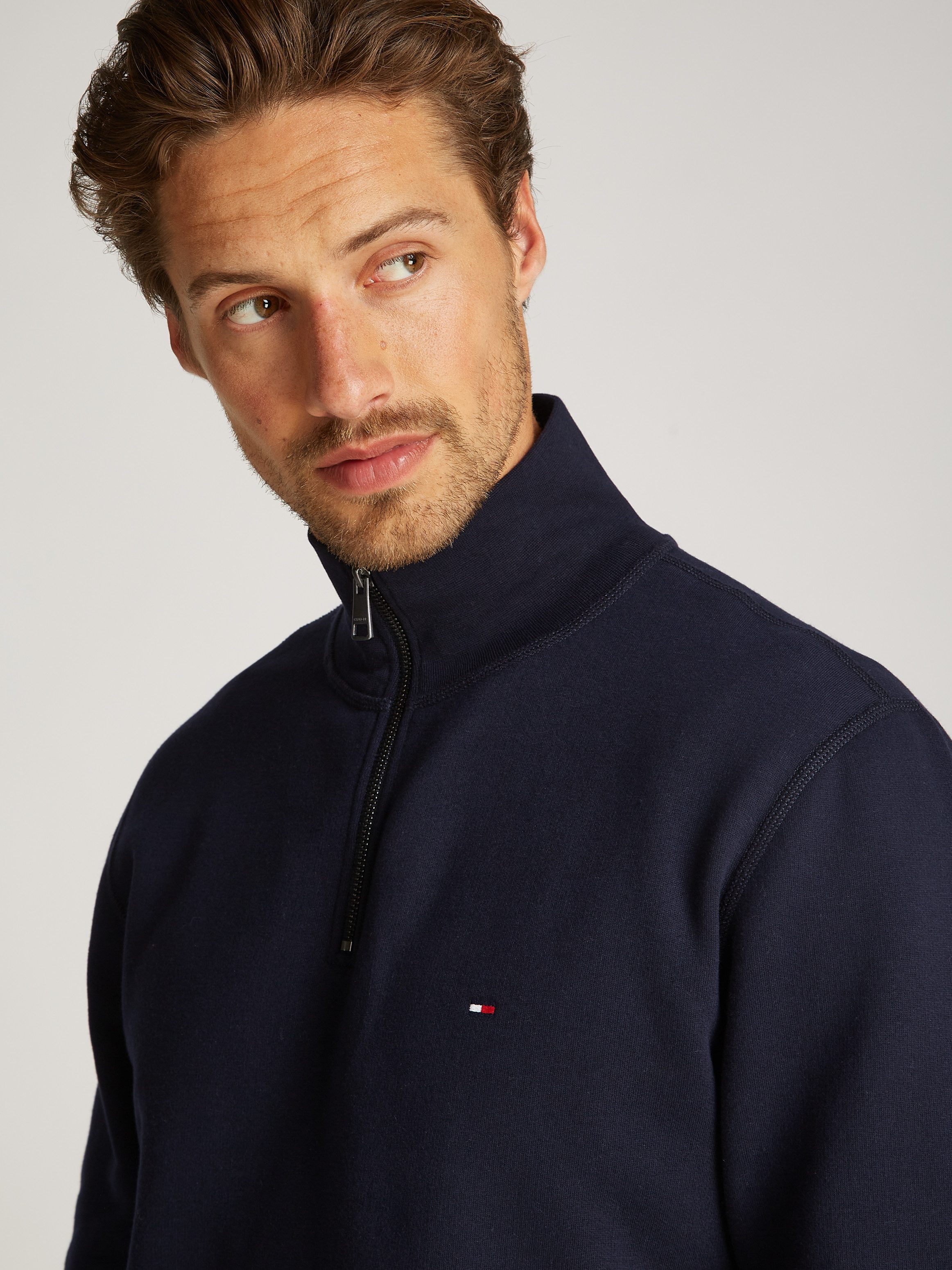 Tommy Hilfiger Sweatshirt ESSENTIAL FLEECE 1/4 ZIP mit Stehkragen