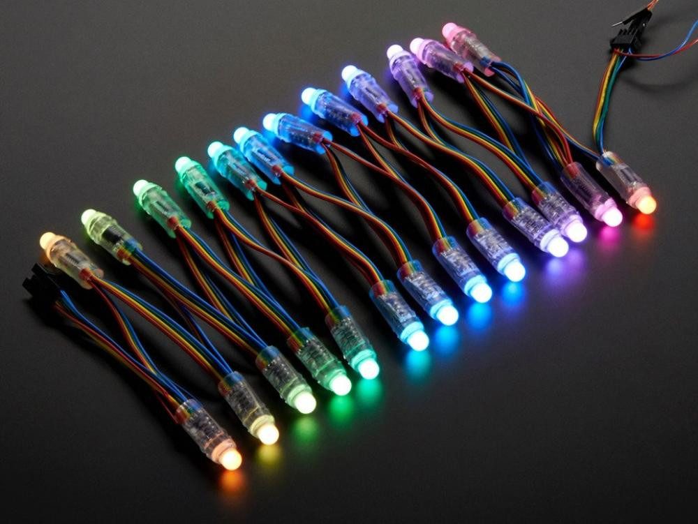 Smarte LED-Leuchte Adafruit 12mm Diffuse Dünne Digital RGB LED-Pixel (25er Strang)