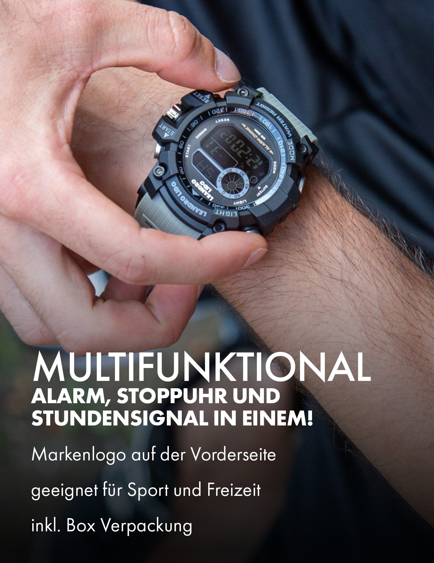 LEANDRO LIDO Sportuhr Unisex Sport Uhr, inklusive Batterie